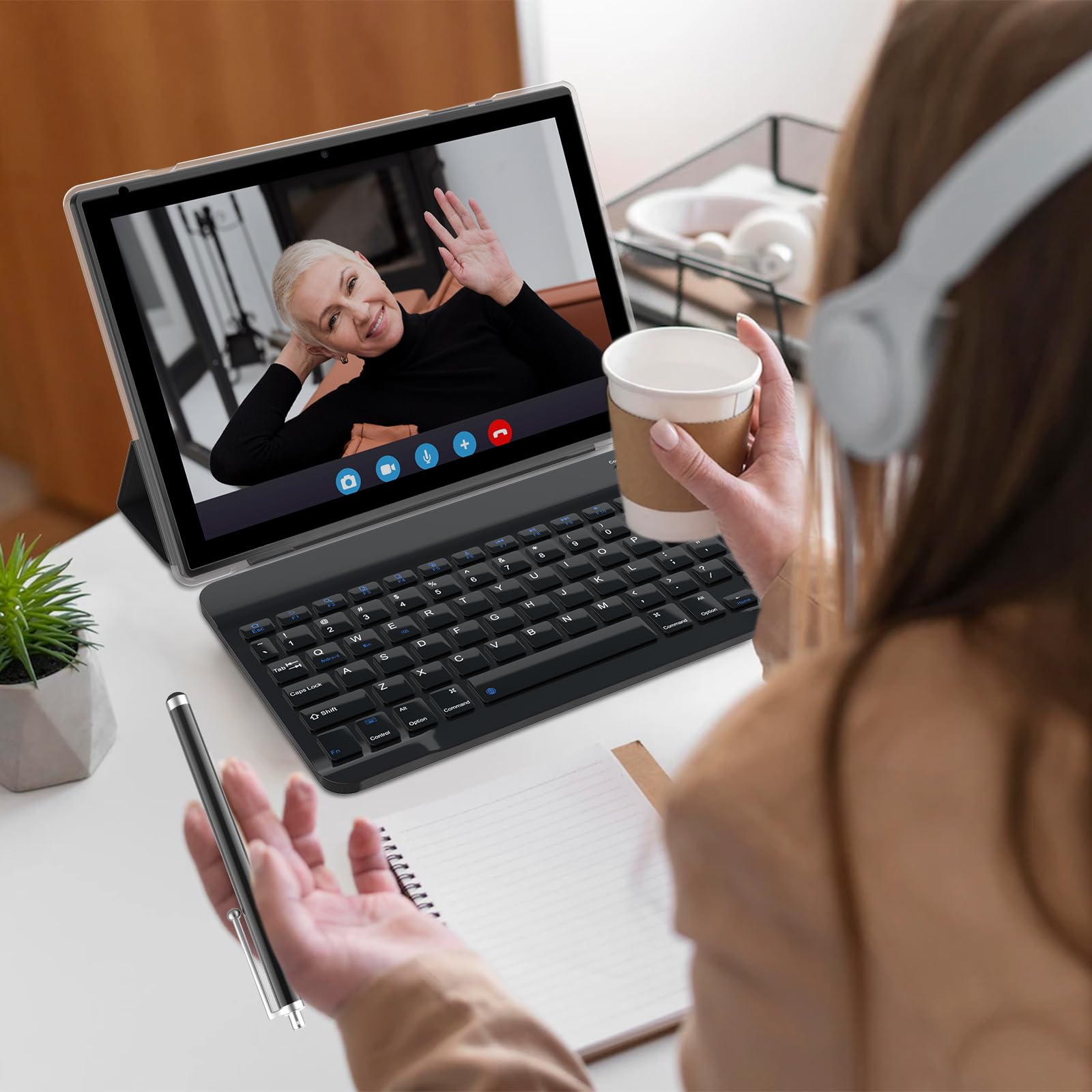 2024 Upgraded 10 Inch Android 13.0 Tablet - 2-in-1 Laptop with 8GB RAM, 64GB ROM (Expandable to 512GB), 2.0GHz Quad-Core Processor, HD Screen & 8MP Camera - Includes Keyboard, Case & Mouse - Perfect for Work, Study & Entertainment
