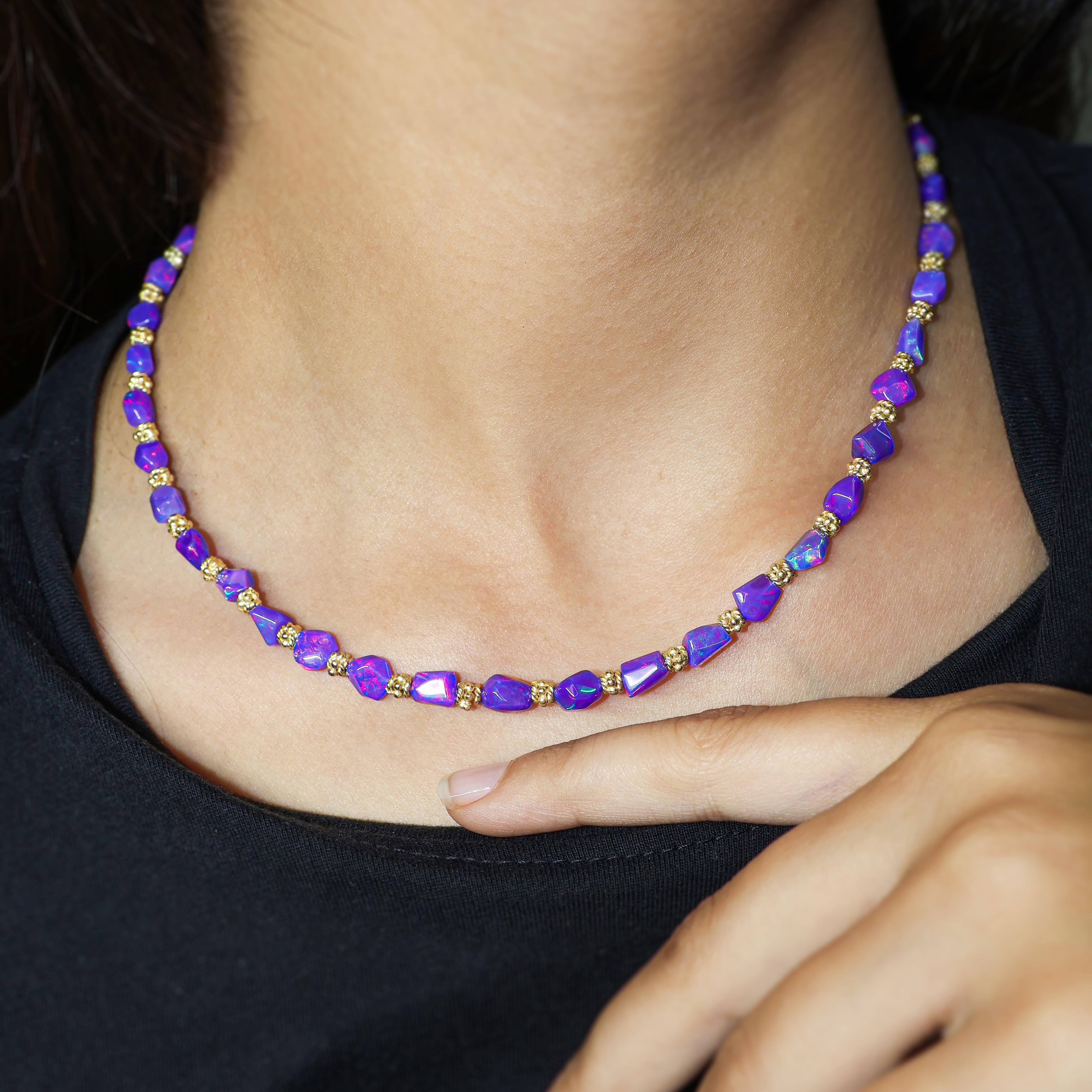 Natural Lavender Opal Tumbled Stone Necklace - Healing Crystal Jewelry for Women, Spiritual Protection & Positive Energy - Perfect for Meditation, Yoga & Everyday Wear