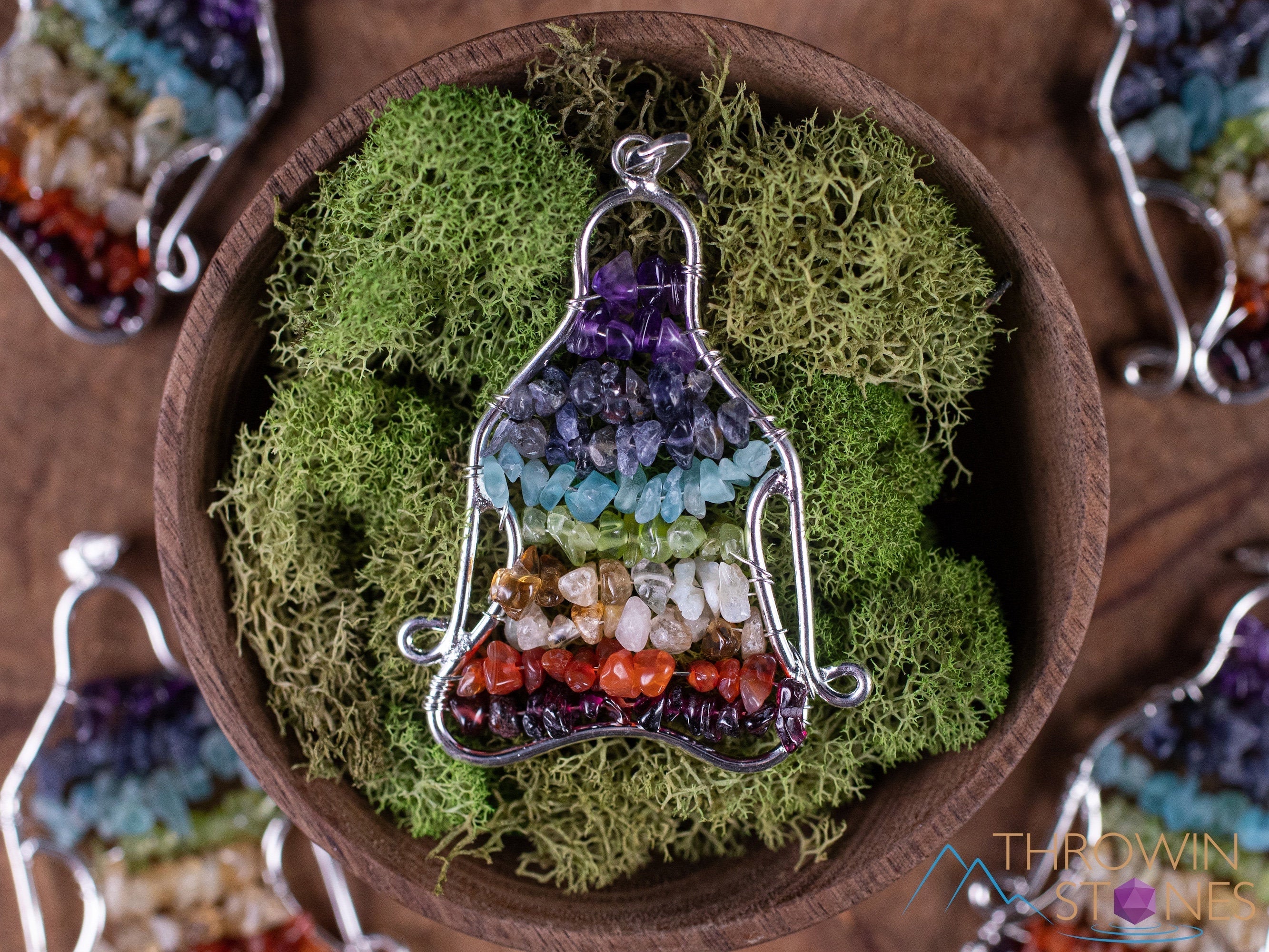 CHAKRA Crystal Pendant Necklace - Handmade Wire Wrapped Yoga Meditation Jewelry with Healing Stones (E1512) | Spiritual Gift, Energy Balancing & Mindful Accessory for Meditation, Reiki & Holistic Healing