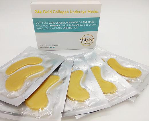 24K Gold Collagen Eye Masks (5 Pairs) - Anti-Aging & Hydrating Under Eye Patches for Dark Circles & Puffiness - Perfect for Spa Night, Travel & Self-Care Routine