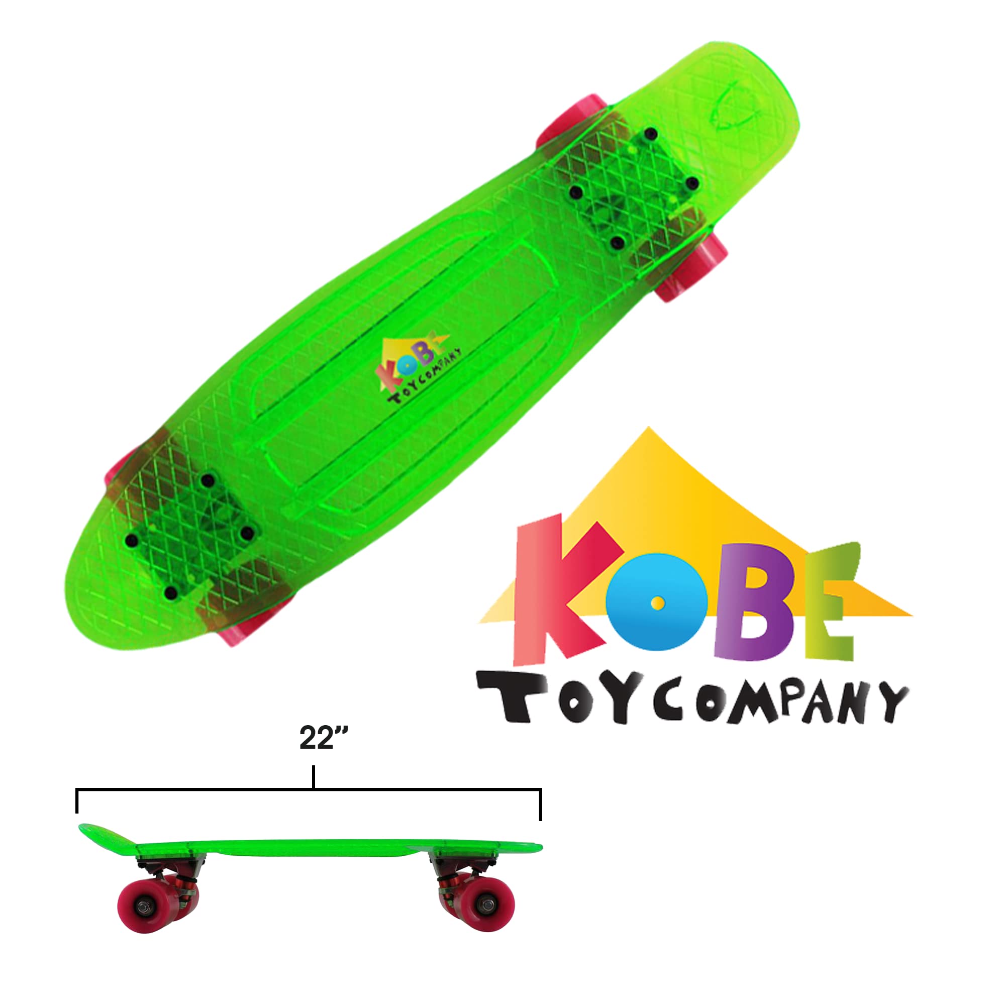 Kobe Toy Retro Penny Skateboard - Mini Cruiser with Waffle Grip Deck for Kids & Adults | Perfect for Commuting, Campus Cruising & Street Skating