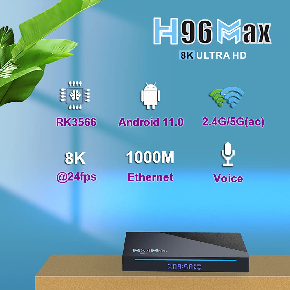 RK3356 Android TV Box 11.0 - 8GB RAM 128GB ROM Smart Streaming Media Player with 8K Support, Dual-Band WiFi 2.4G/5.8G, Bluetooth 4.0, Ethernet LAN & Mini Backlit Keyboard - Perfect for Home Theater, Netflix, YouTube and Gaming Entertainment
