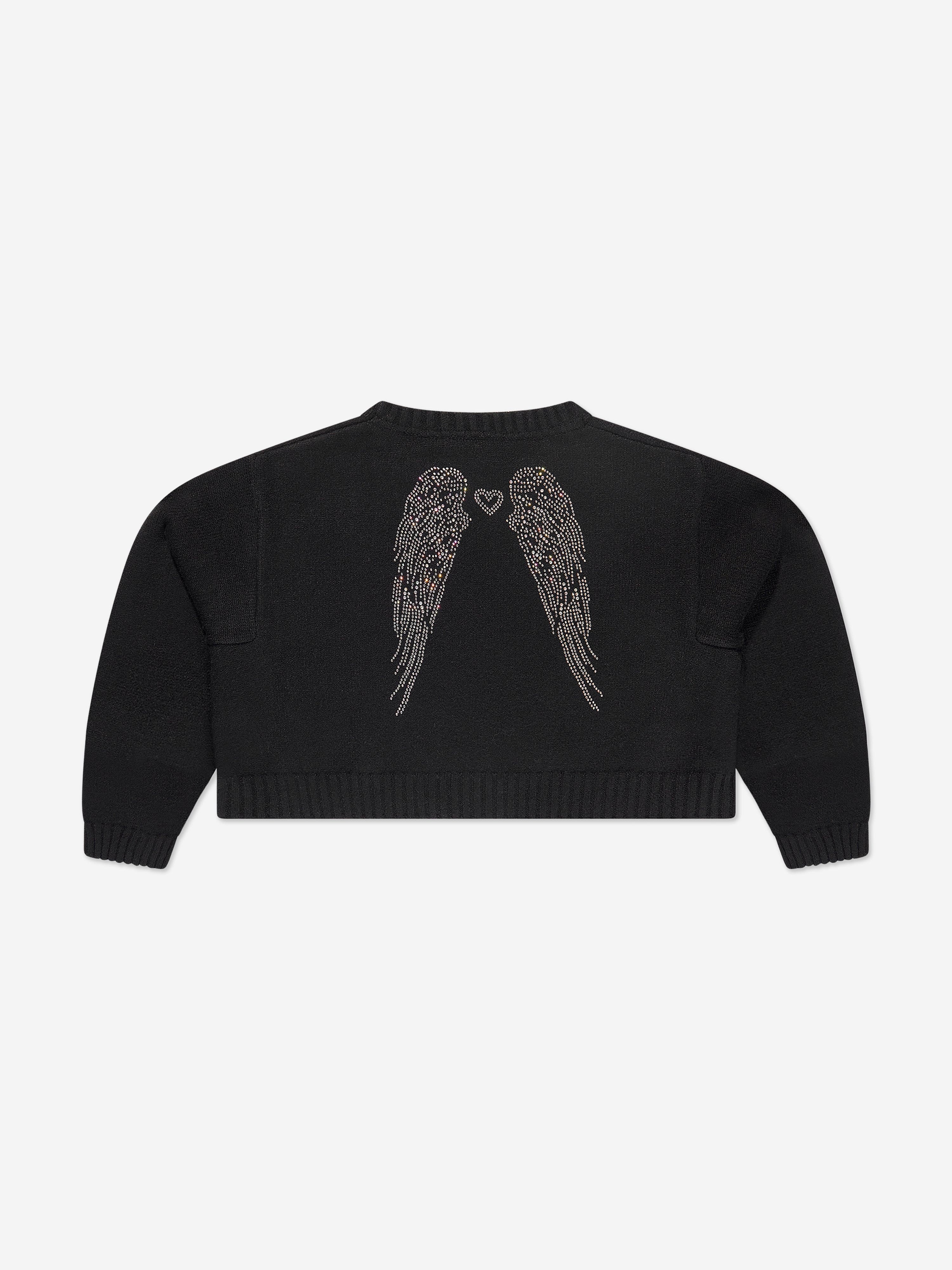 Angels Face Girls Roberta Cropped Zebra Print Jumper with Wings - Black Cute Animal Costume for Halloween, Dress Up Party & Cosplay