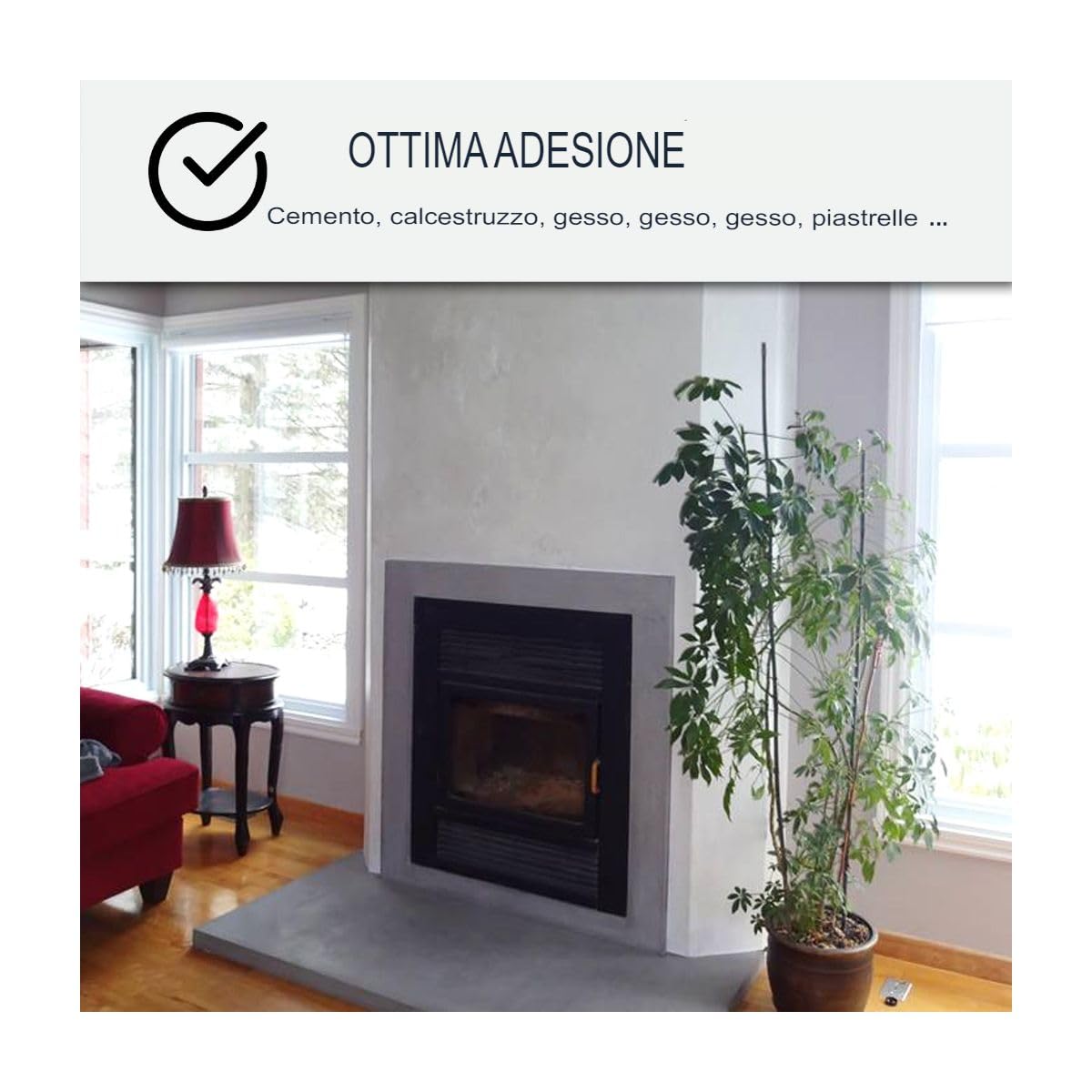 Polished Concrete Fireplace Kit - 2 m² (2 Layers) Gray Pink Gacela - ARCANE INDUSTRIES | DIY Home Renovation & Modern Fireplace Upgrade