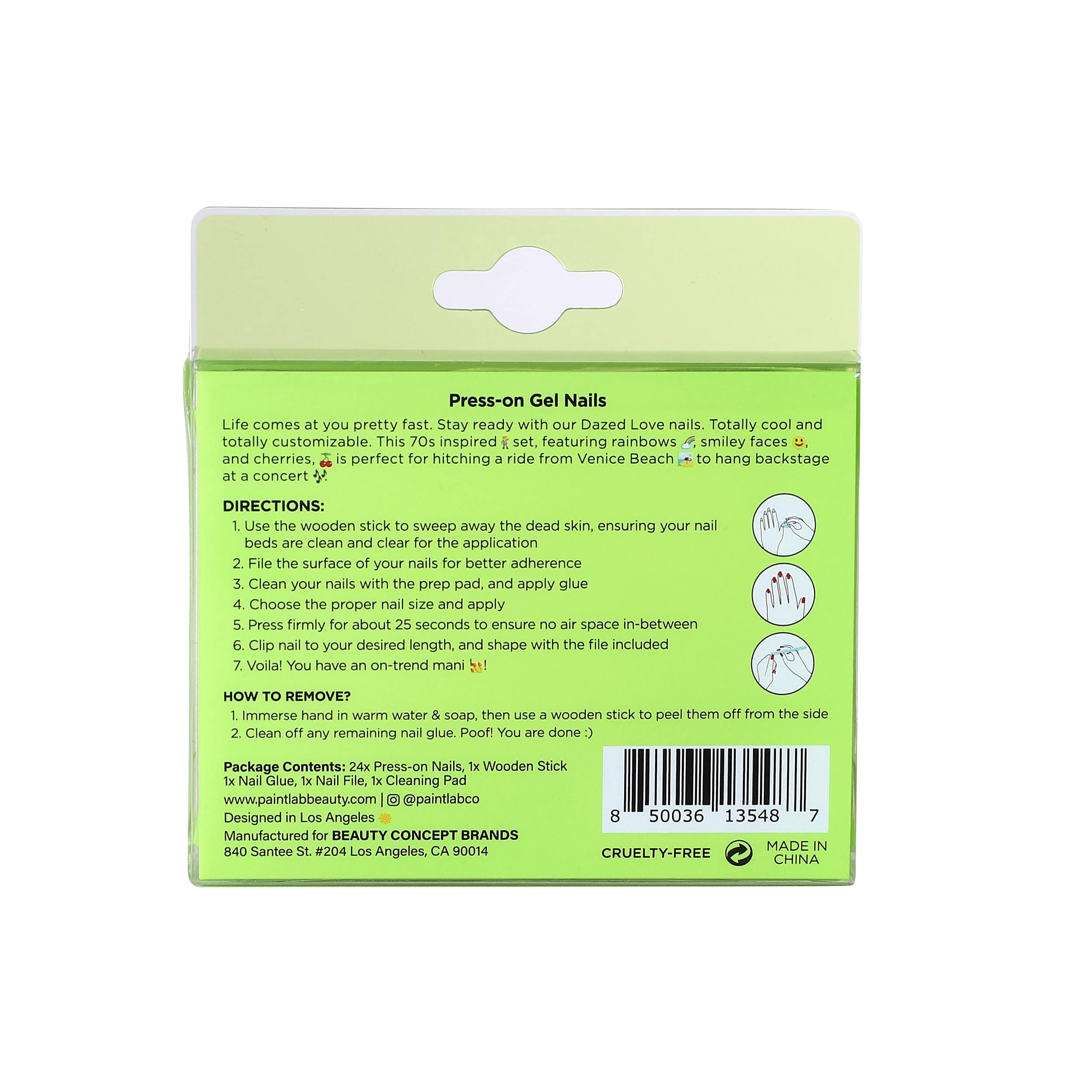 PaintLab Press-On Nails Kit - 24PCS French Floral Fake Nails with Nail Glue, File, Prep Pad & Cuticle Stick | Long Lasting Manicure Set for Women | Perfect for Parties, Weddings & Daily Wear