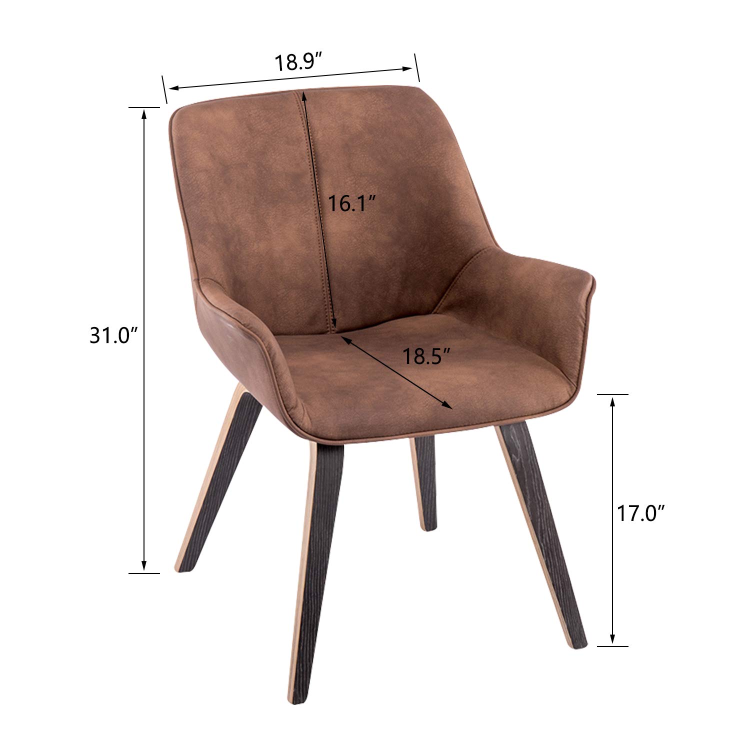 Brown Oak Upholstered Accent Chairs Set of 4 - Living Room Furniture, Comfortable Lounge Chairs for Home Decor - Perfect for Living Rooms, Bedrooms, and Reading Nooks