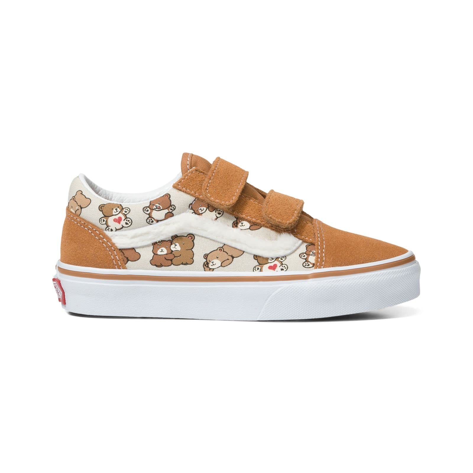 Vans Kids Old Skool V Sneakers - Bear Hugs Brown/Multi Color - Size 2 Little Kid - Classic Skate Shoes for Boys & Girls - Perfect for School, Playground & Casual Wear