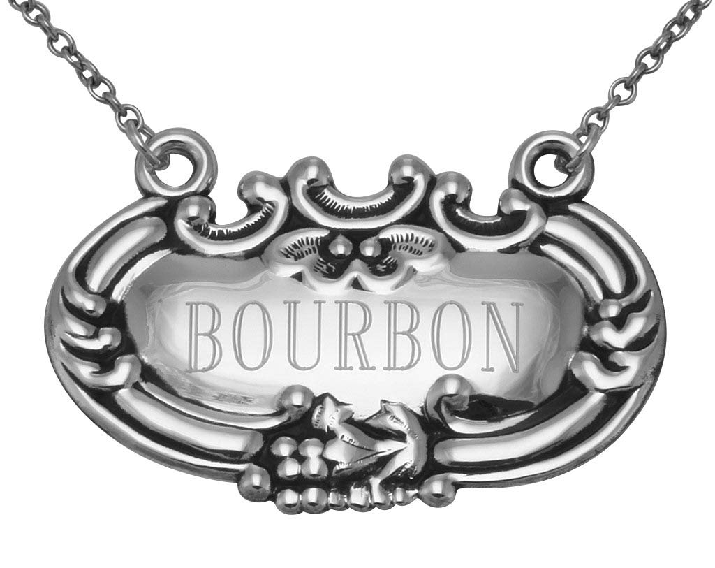 Sterling Silver Bourbon Decanter Label - Personalized Whiskey Gift Tag for Engraving - Perfect for Weddings, Anniversaries & Bourbon Lovers