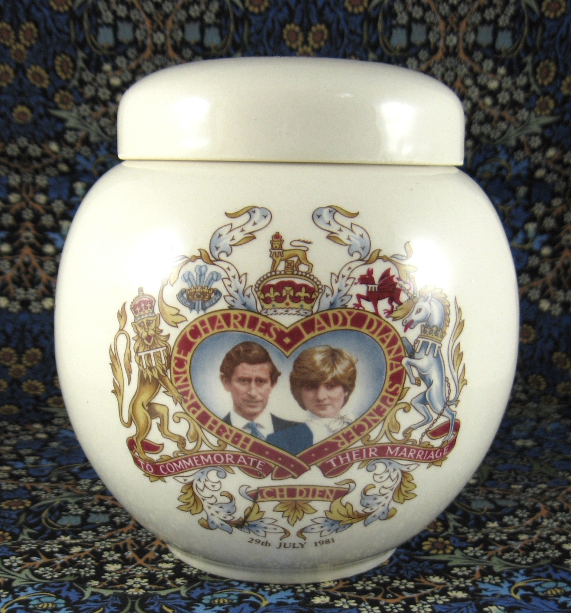 Vintage 1981 Sadler Tea Caddy - Charles & Diana Royal Wedding Commemorative Ceramic Tea Canister | Collectible British Memorabilia for Tea Lovers & Royal Family Fans