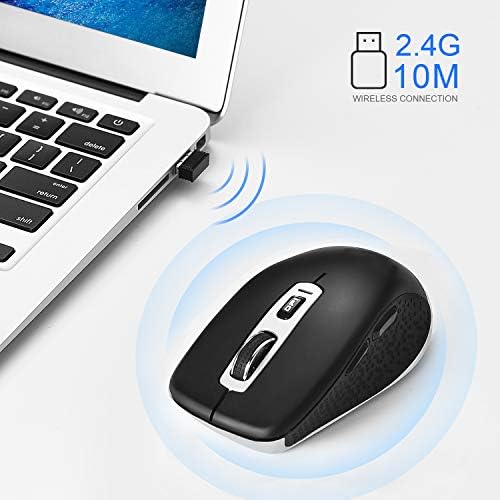 Cimetech Wireless Bluetooth Mouse - Slim Silent Optical Mouse with 2400 DPI, Dual Mode (BT4.0+2.4G) for Laptop, iPad, Mac - Black | Perfect for Office, Home & Travel Use