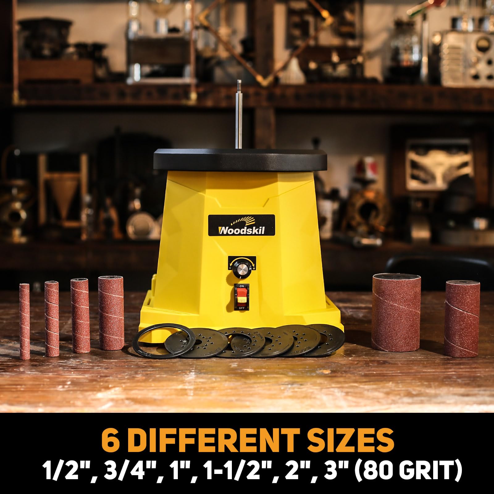 4A Variable Speed Oscillating Spindle Sander 1000-1800RPM | Woodworking Power Tool with Multiple Sanding Sleeves | Efficient Dust Collection & Compact Design | Perfect for Furniture Making, Cabinet Sanding & DIY Wood Projects
