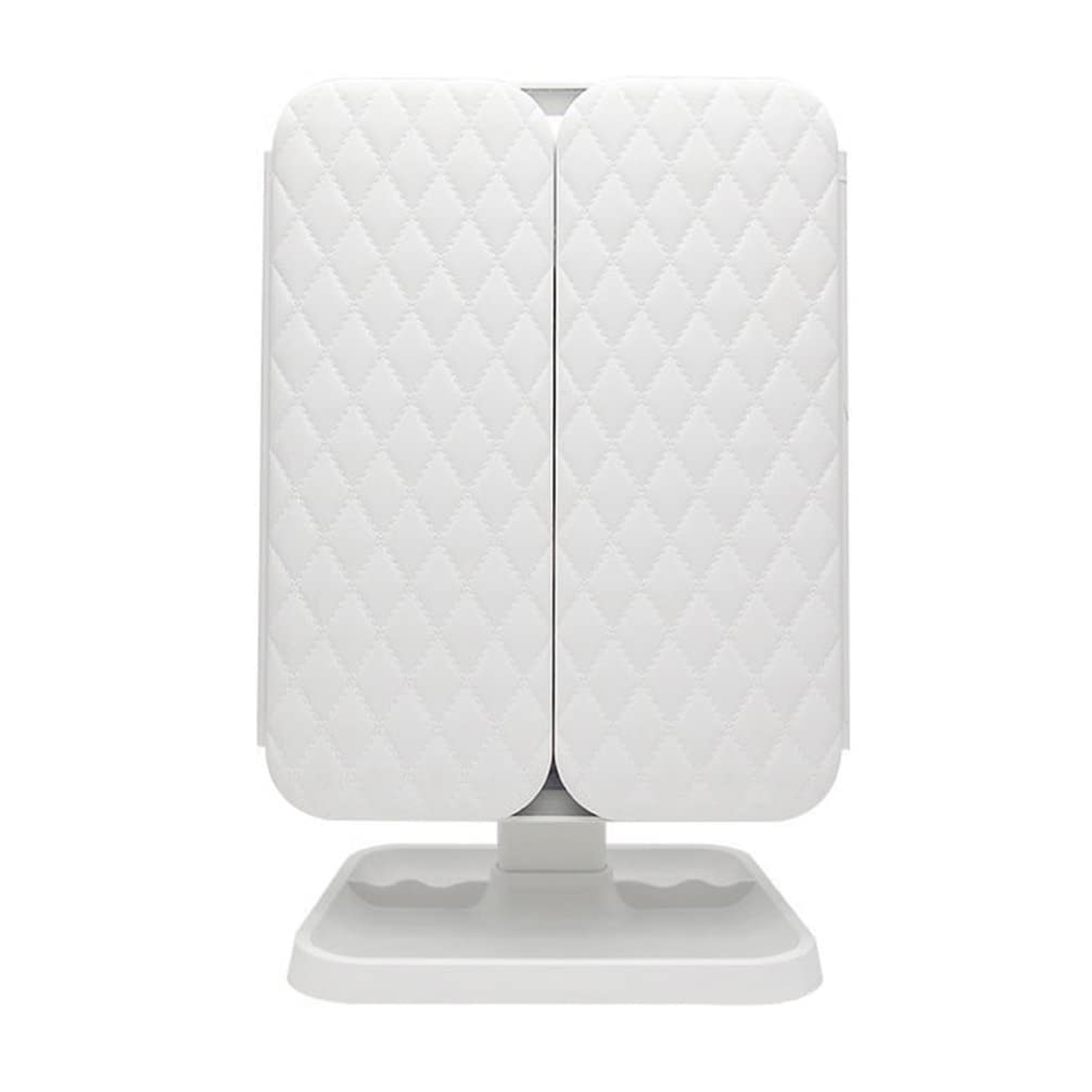 FOMIYES Tri-Fold LED Vanity Mirror with Touch Screen, 10X Magnifying Mirror, USB Powered Makeup Mirror for Home, Bedroom, Office - White | Perfect for Makeup Application, Skincare Routine & Travel