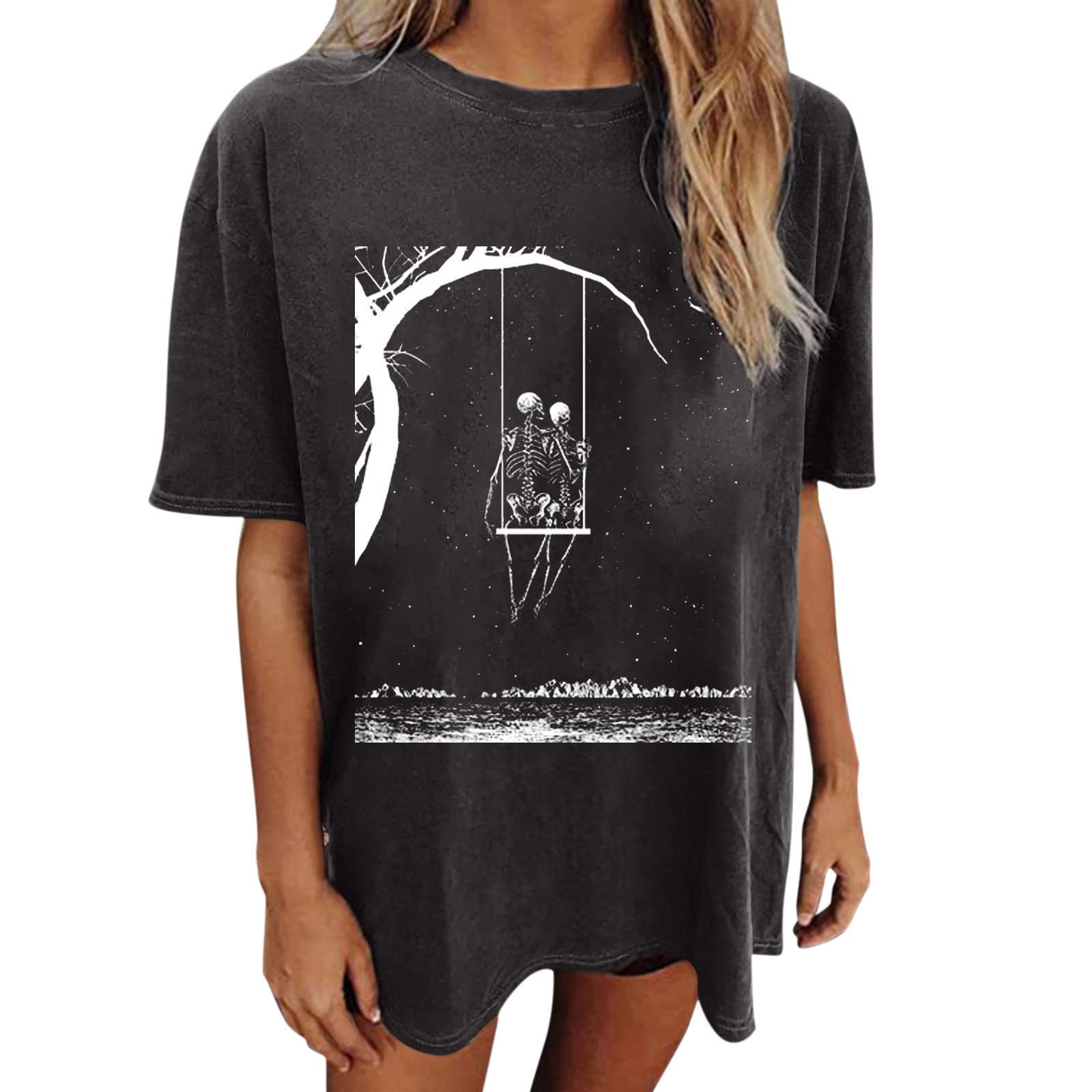 Women's Casual Printed Short Sleeve T-Shirt - Round Neck Loose Fit Blouse Top for Summer | Perfect for Beach, Vacation & Everyday Wear