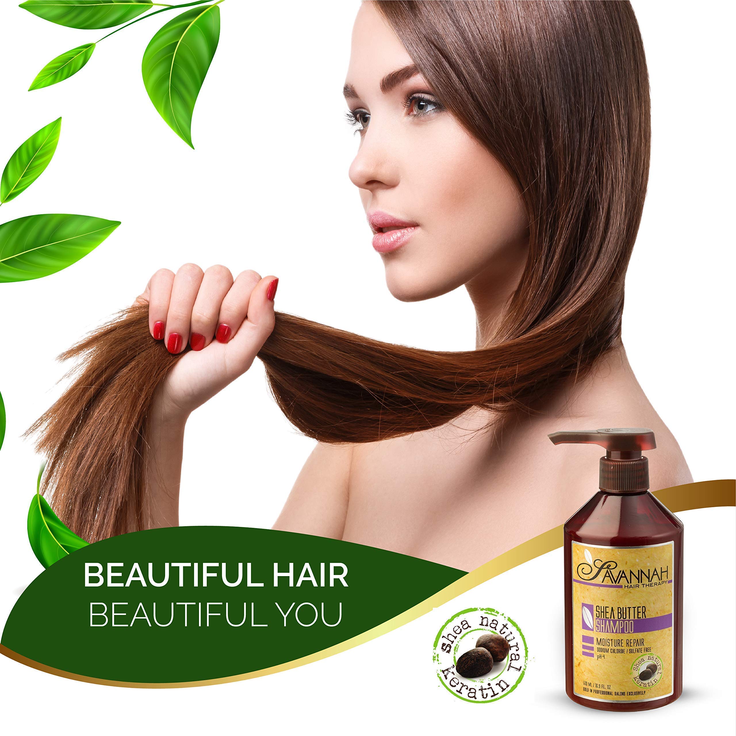 Shea Butter Shampoo and Conditioner Set for Dry Damaged Hair - Moisture Repair Treatment with Cotton Silk Protein, Sulfate & Sodium Chloride Free (16.9oz/500ml x 2) - Perfect for Home & Salon Hair Care