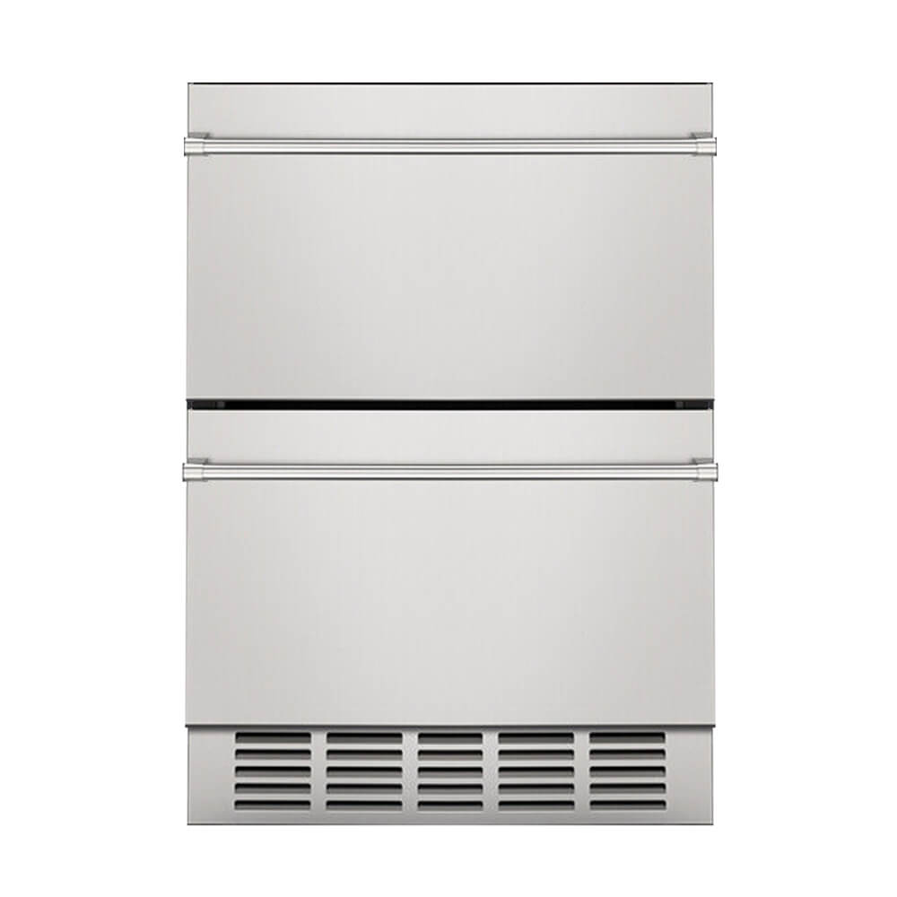 Premium 5.3 Cu.Ft. Stainless Steel Built-In Undercounter Wine Beverage Refrigerator with Double Drawers - SAK92576 - Perfect for Home Bars, Restaurants, and Entertaining Spaces