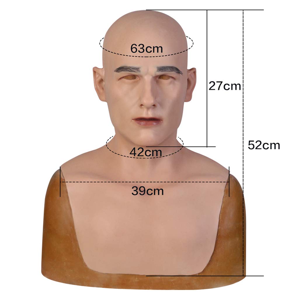 YIQI Realistic Silicone Middle-Aged Man Mask - Handmade Cosplay Halloween Costume Accessory for Parties, Horror Events & Theatrical Performances