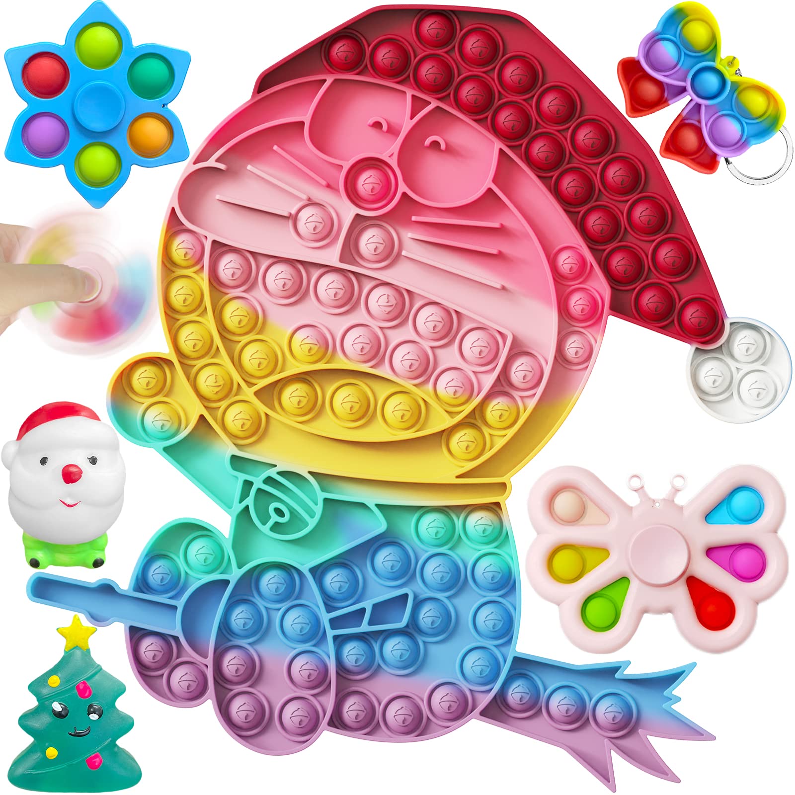 Christmas Jumbo Pop Fidget Pack - Large Stress Relief Sensory Toys for Kids & Adults with ADHD, Anxiety - Push Bubble Sensory Popper for Birthday Party Favors, Classroom Rewards & Office Desk Relaxation