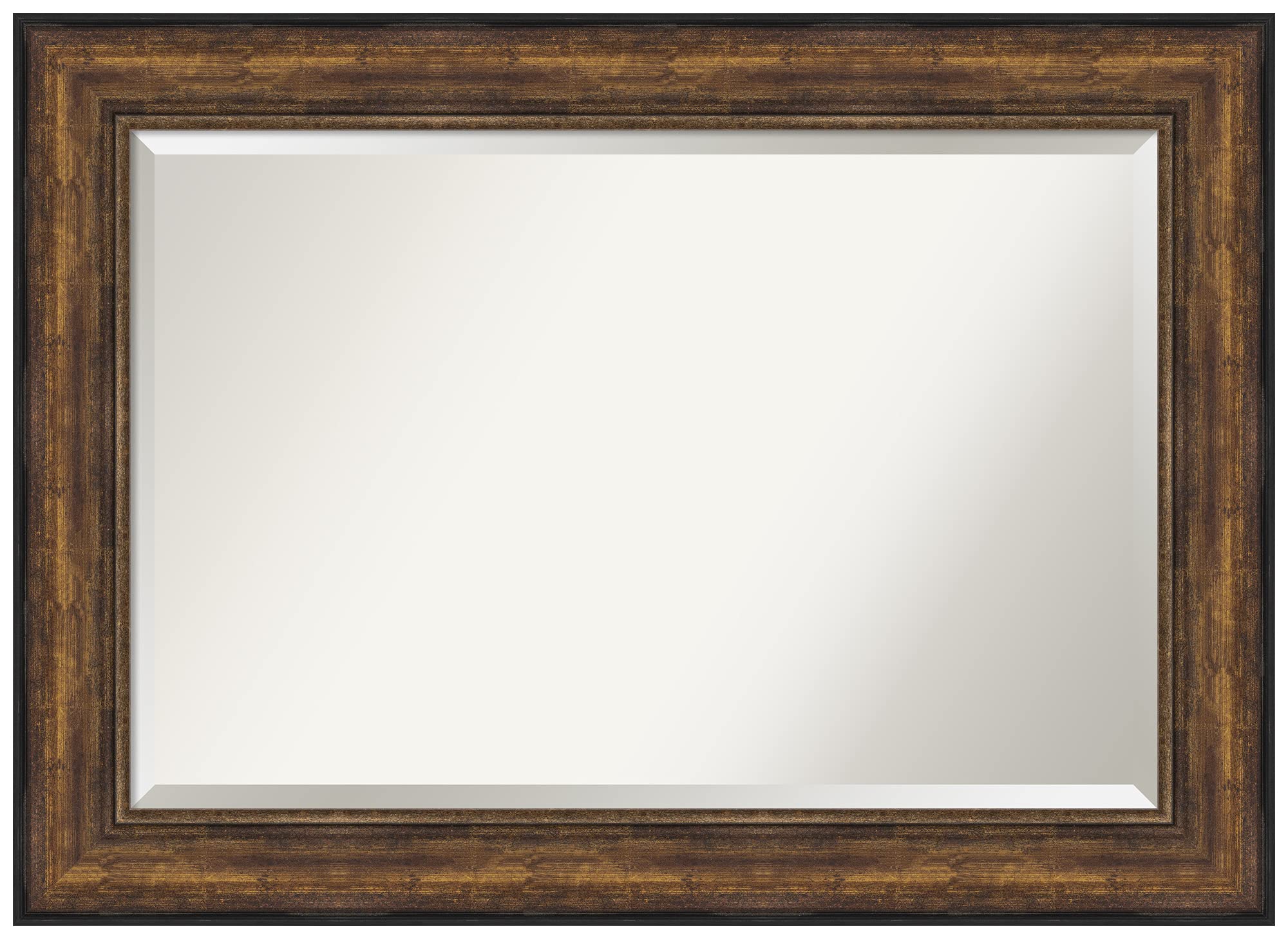 Amanti Art 32x44 Inch Bronze Wall Mirror - Large Traditional Frame for Bathroom, Living Room & Hallway Decor - Horizontal or Vertical Hanging - Beveled Edge Mirror for Elegant Home & Office Spaces