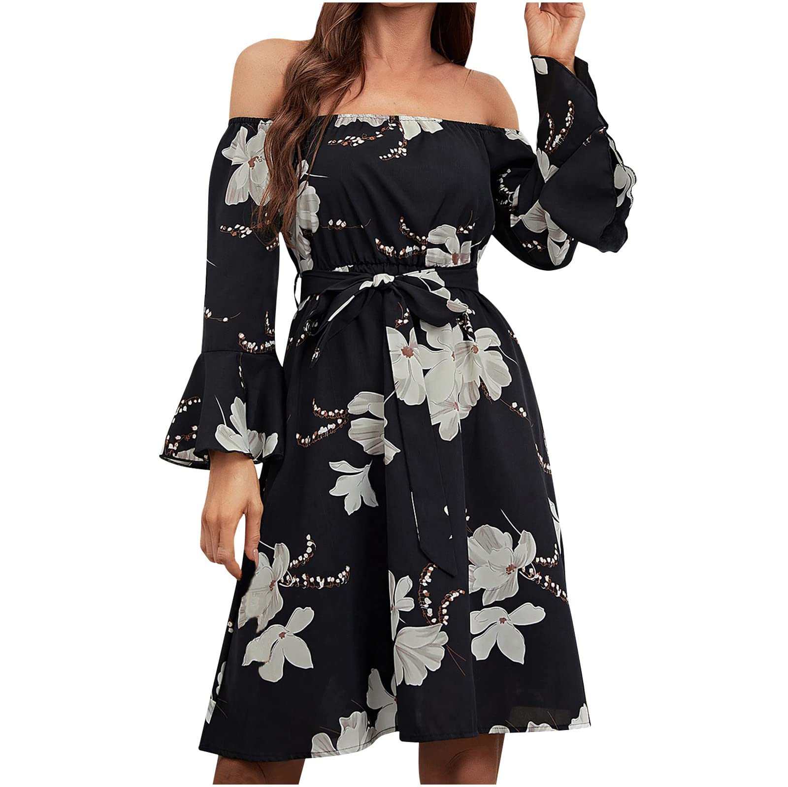 Plus Size Summer Dresses for Women - Stretchy Bandage Wrap Long Sleeve Floral Print Mini Dress | Casual Party, Beach Vacation & Date Night Outfits