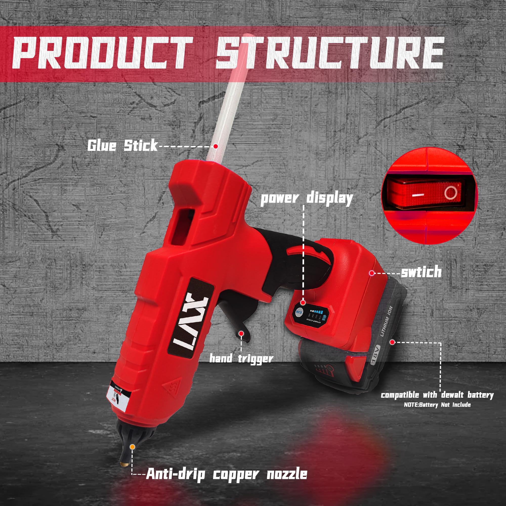 Milwaukee M18 Cordless Glue Gun - 100W Fast Heating Hot Glue Gun with 20 Glue Sticks for DIY Crafts, Home Repairs, Woodworking & Quick Fixes | Compatible with M18 Battery (Battery Not Included)