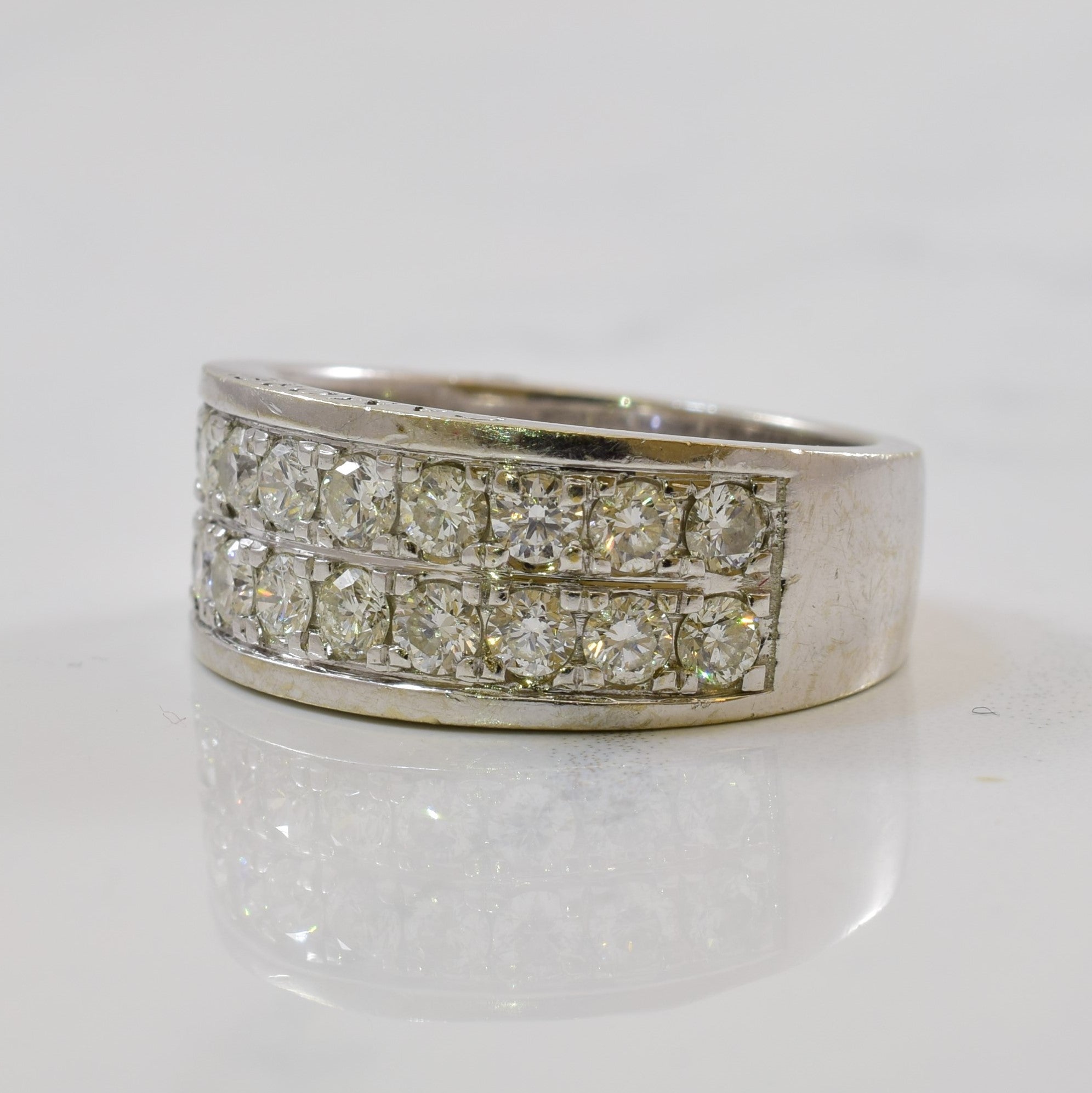 1.11ctw Double Row Channel Set Diamond Wedding Band Ring - Size 10.5 | Elegant Stackable Ring for Bridal Jewelry, Anniversary Gift & Special Occasions