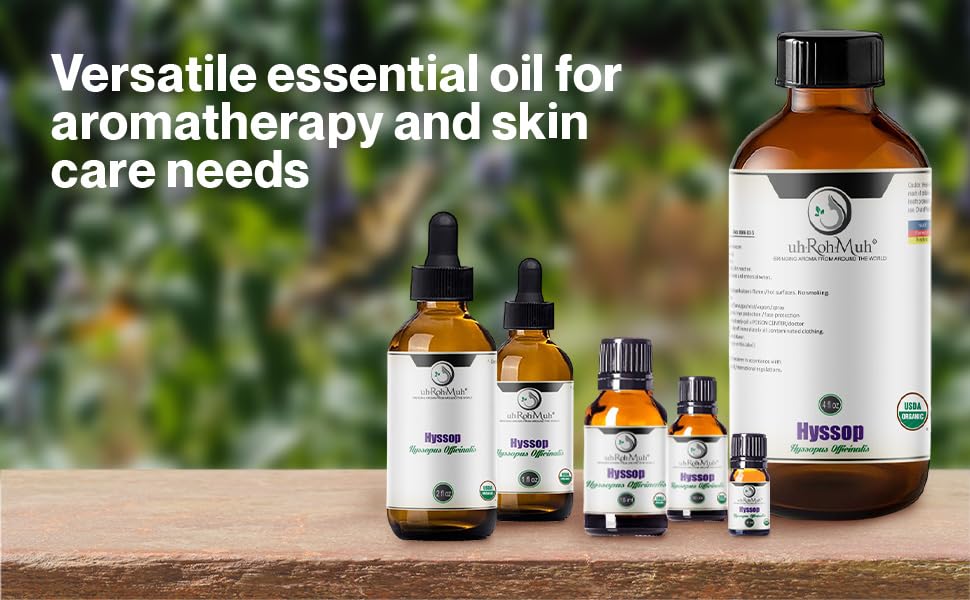 Organic Hyssop Essential Oil - 100% Pure & Natural, USDA Certified, Fresh Floral Scent with High Cineole Content (4 oz with Pipette) - Perfect for Aromatherapy, Home Diffusers, Relaxation & Skincare