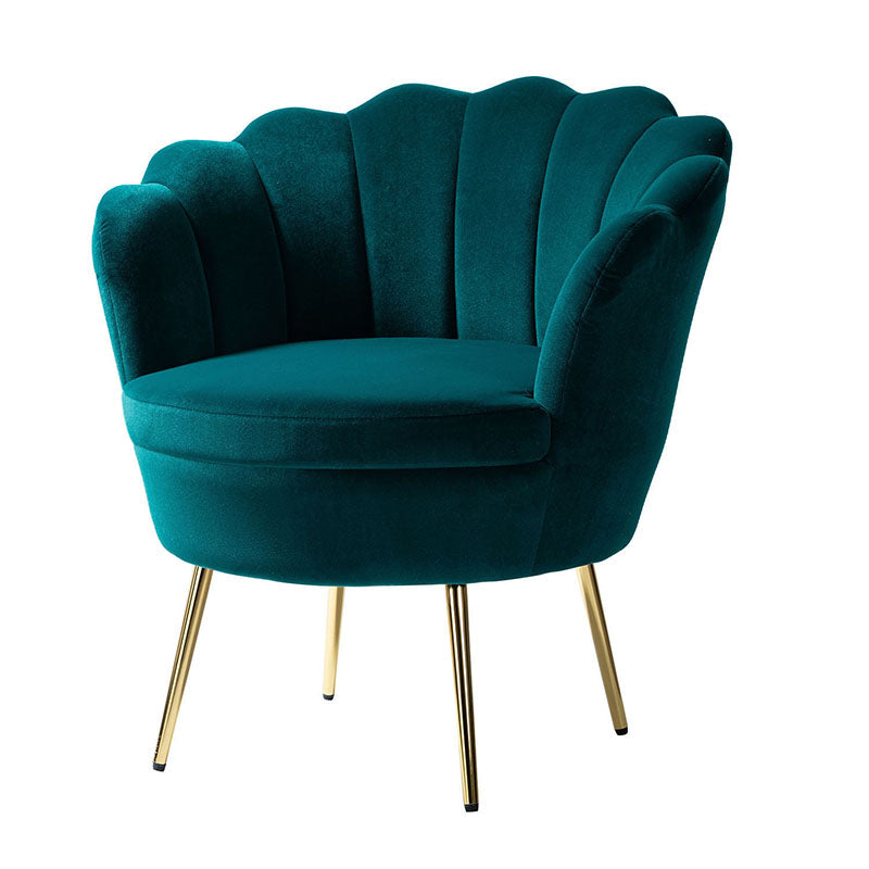 Evelia Velvet Scalloped Barrel Chair - Luxurious Velvet Accent Chair with Curved Back for Living Room, Bedroom & Office - Perfect for Reading Nook, Lounge Area or Home Decor