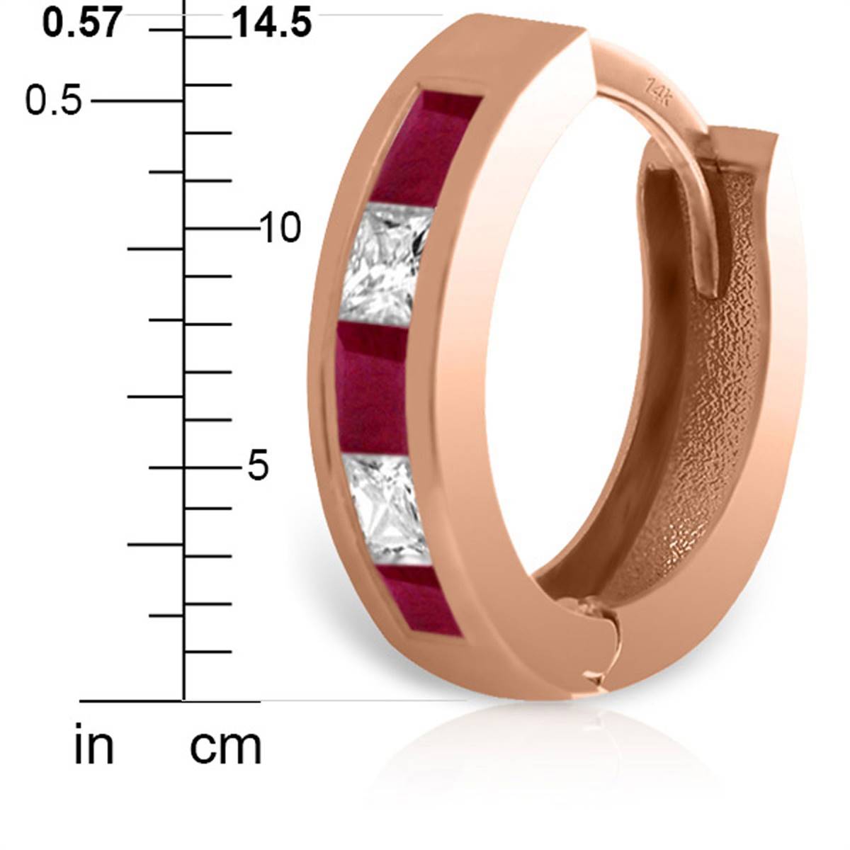 1.26 Carat 14K Solid Rose Gold Hoop Earrings with Natural Ruby & Rose Topaz - Elegant Dangle Earrings for Women, Perfect for Weddings, Parties & Special Occasions