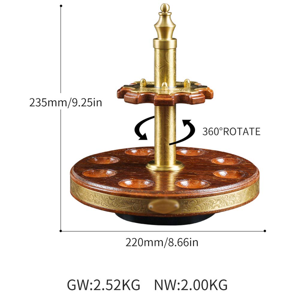 Wooden Pipe Stand Rack Holder for 8 Cigars - 360° Rotating Display Case with Pipe Storage | Perfect for Cigar Aficionados & Home Decor