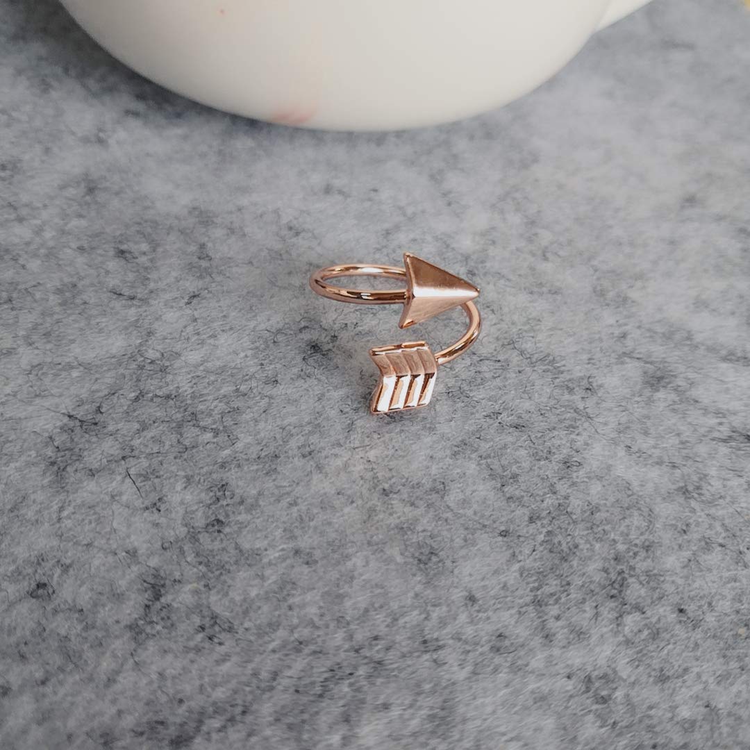 NOUMANDA Adjustable Gold Silver & Rose Gold Plated Arrow Rings for Women - Dainty Minimalist Stackable Jewelry for Everyday Wear, Gifts & Special Occasions