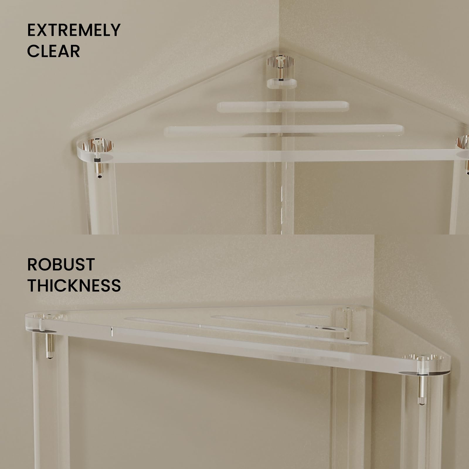 Acrylic Triangle Shower Stool with Storage Shelf - 11.42