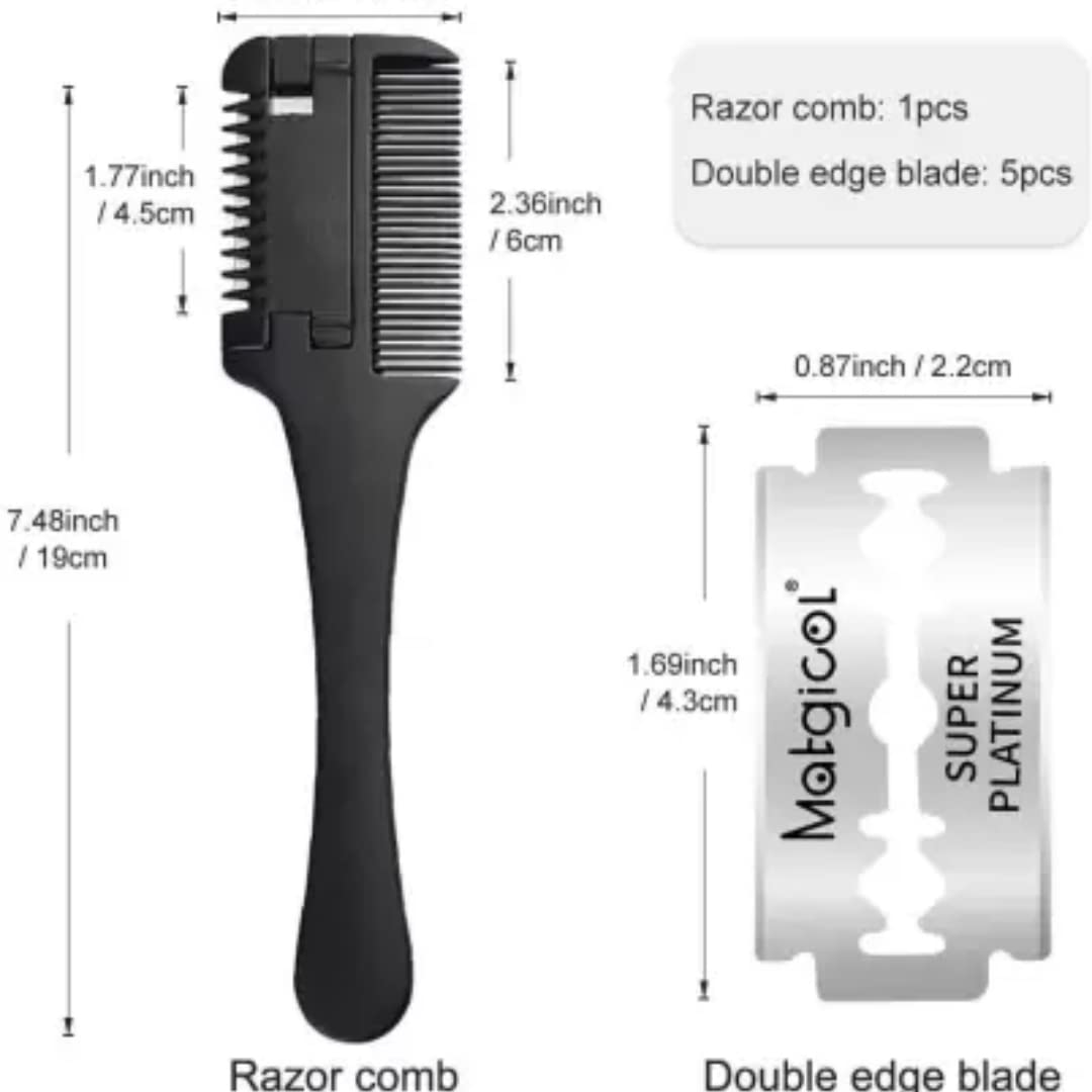 Doberyl Razor Comb for Hair Thinning & Trimming - Professional Hairdressing Scissors Comb with Stainless Steel Blade (2-Pack) - Perfect for Barbers, Stylists & DIY Haircuts at Home