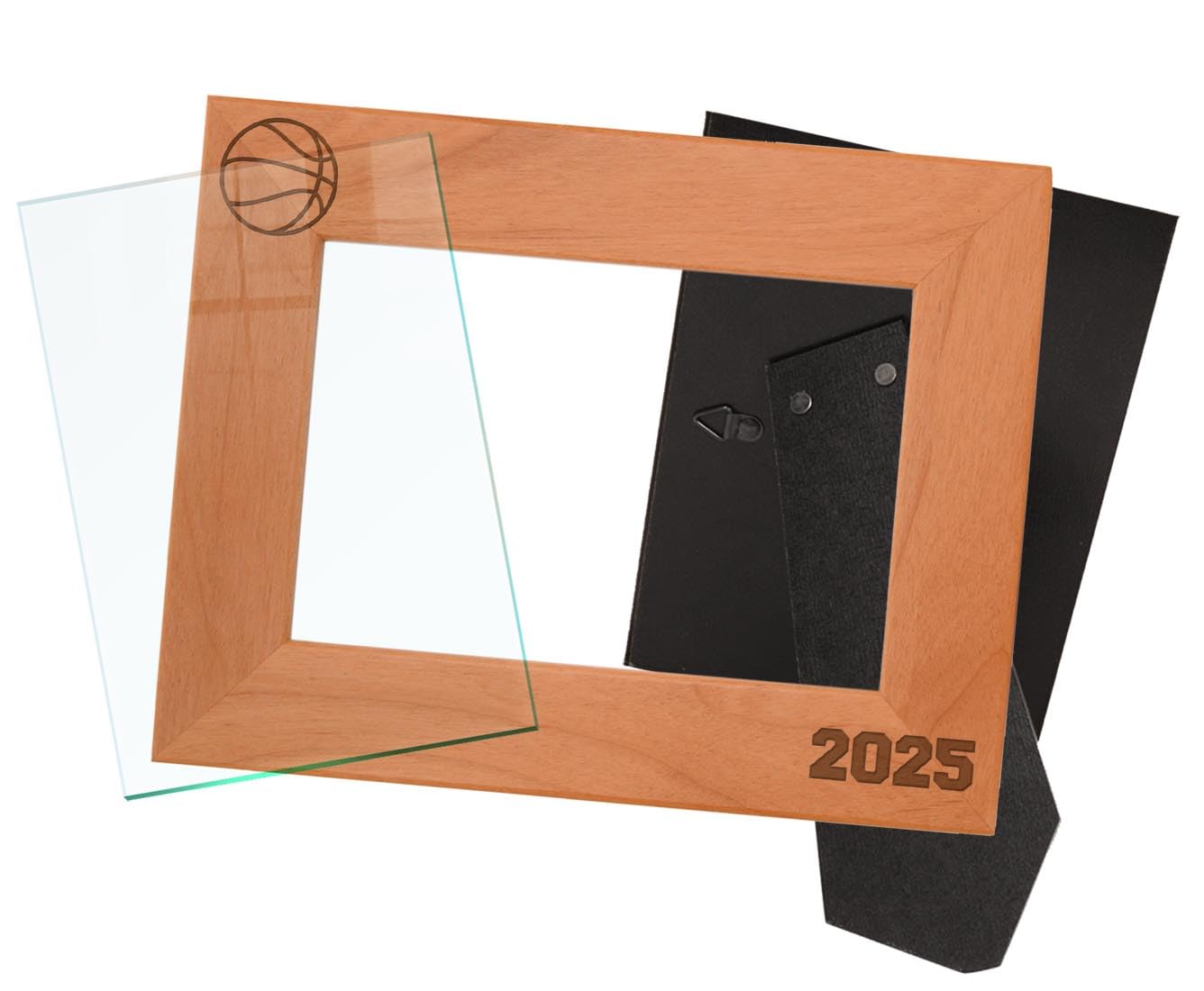 Engraved Wood Basketball Picture Frame 5x7 - Sports Gift for Fans & Home Decor