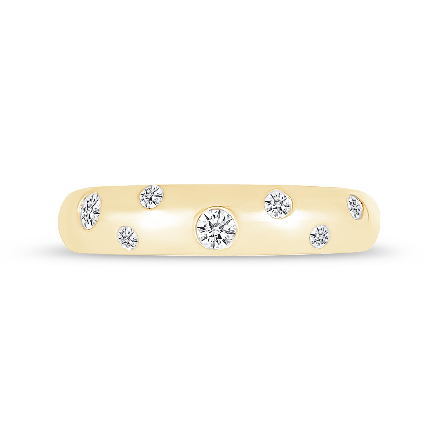 10k Yellow Gold Domed Diamond Constellation Ring - Elegant Stackable Ring for Women, Perfect for Everyday Wear, Anniversary Gifts & Special Occasions