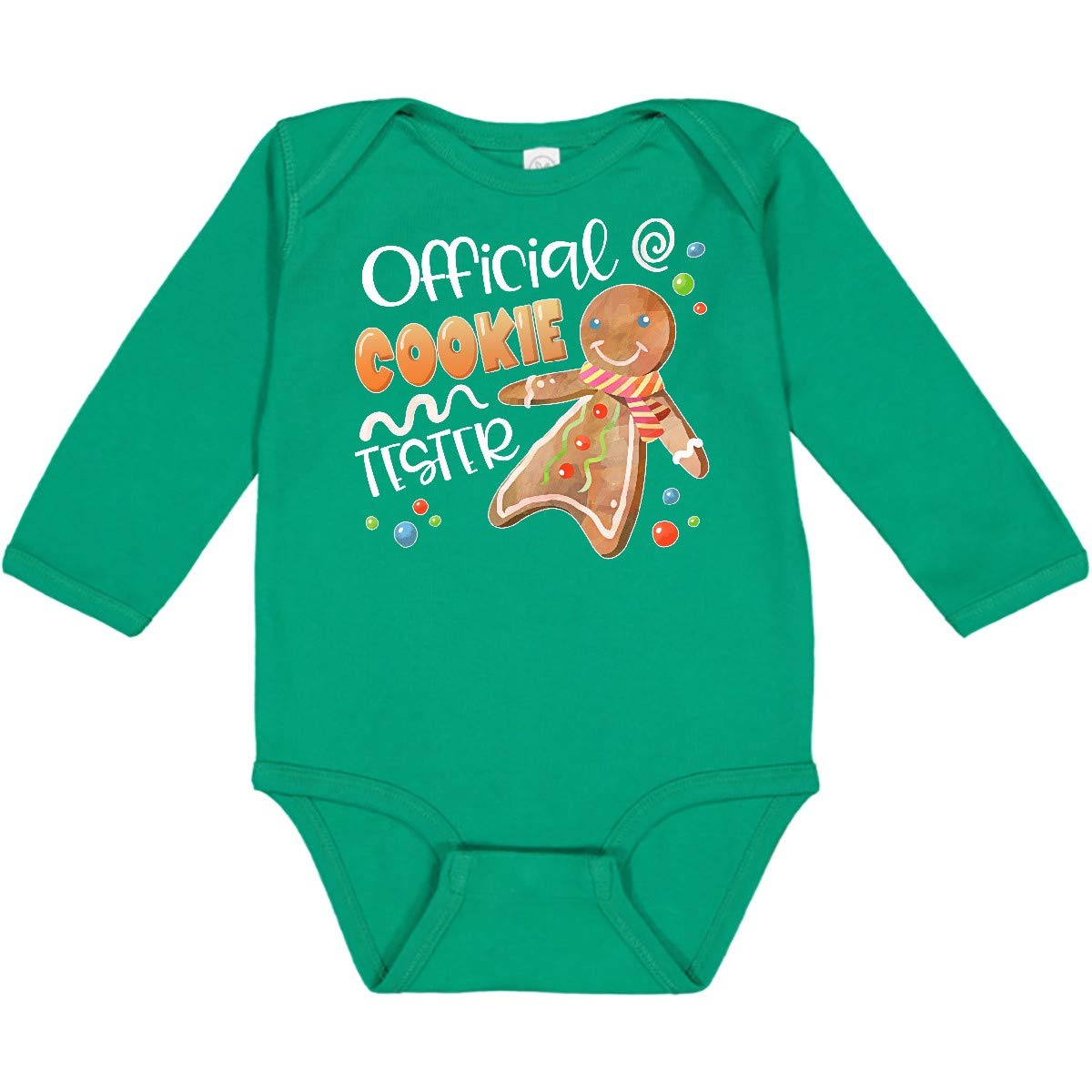 Inktastic Official Cookie Tester Cute Gingerbread Long Sleeve Baby Bodysuit - Perfect for Christmas, Holiday Photos & Newborn Gift Ideas