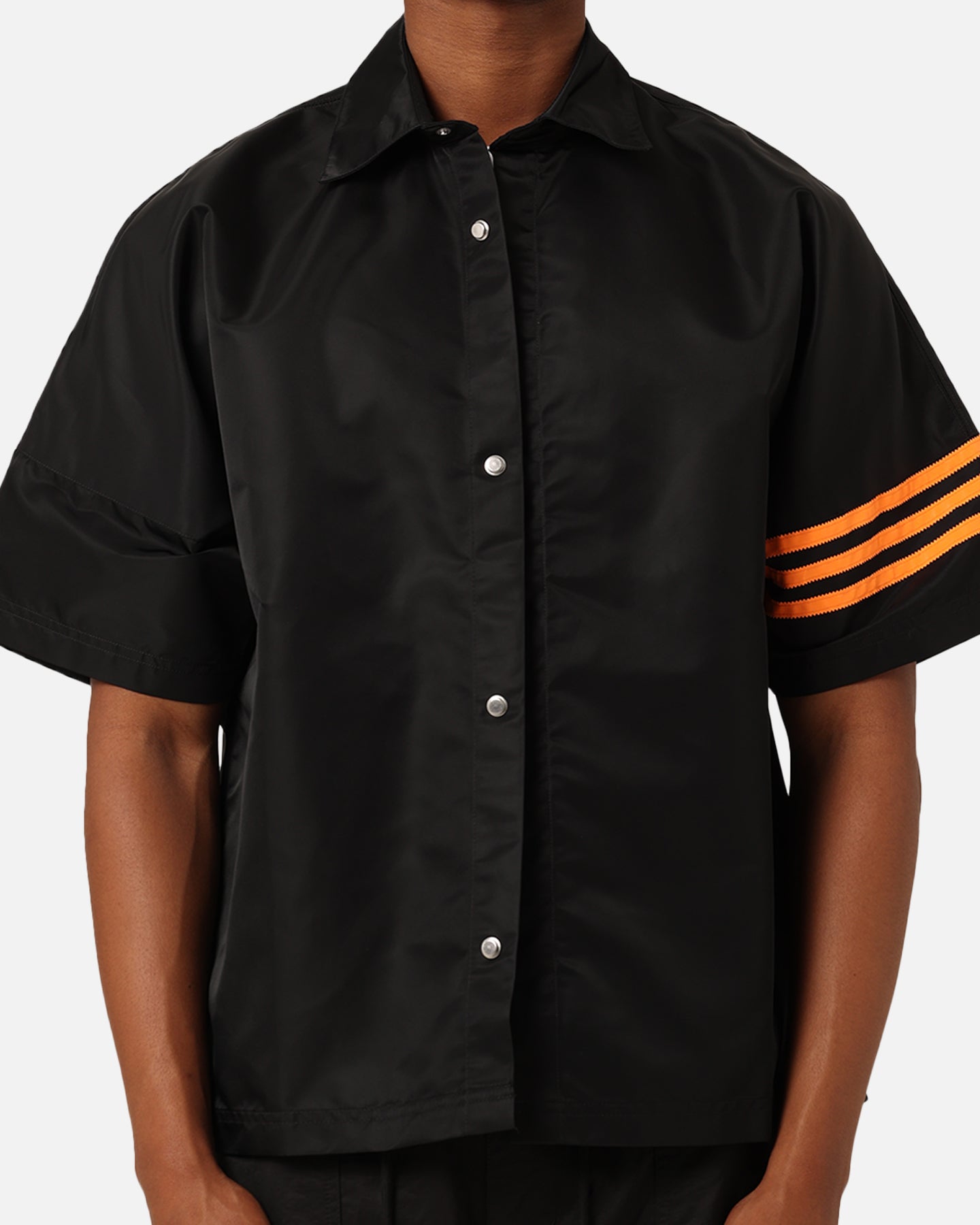 Adidas Neuclassics+ Short Sleeve Overshirt for Men - Black/Semi Impact Orange Casual Shirt | Perfect for Streetwear, Gym, and Everyday Outfits