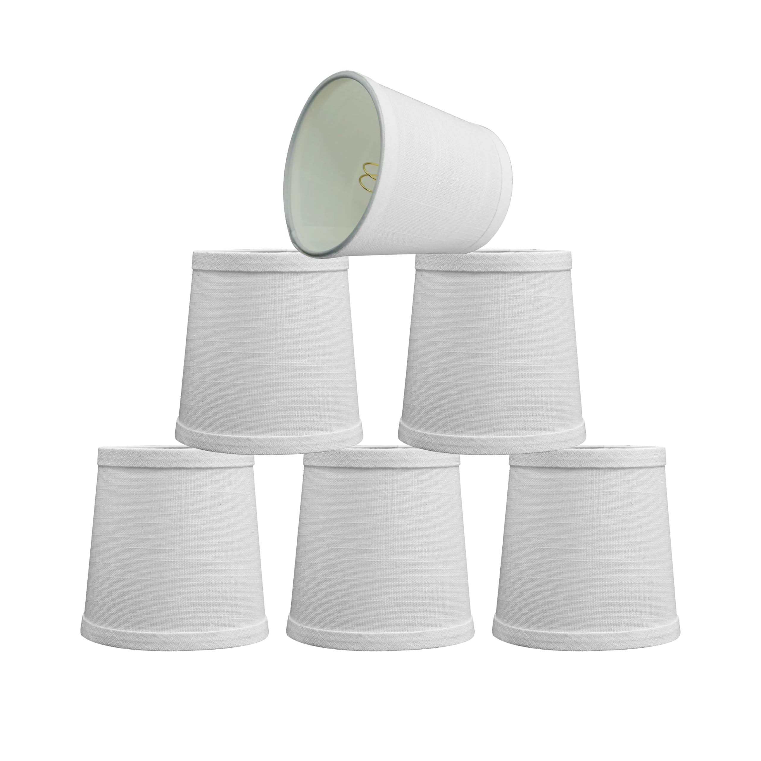 Aspen Creative 32834-6A Small Hardback Empire Shape Chandelier Clip-On Lamp Shade, Off White, 4