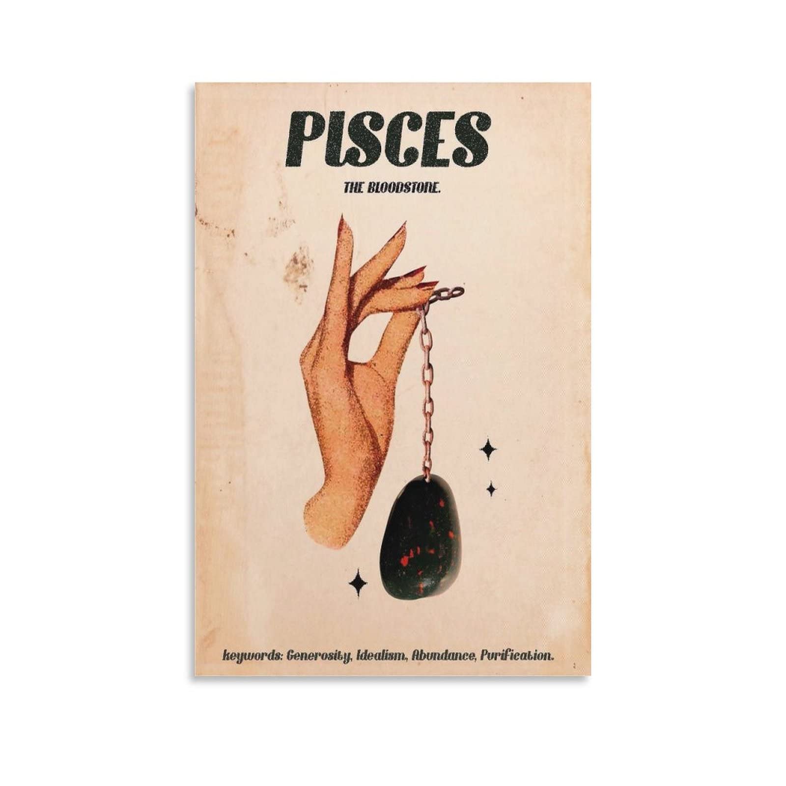 Vintage Pisces Zodiac Poster - 12x18 Inch (30x45cm) Unframed Canvas Wall Art Print for Home Decor - Perfect for Living Room, Bedroom & Office Aesthetic