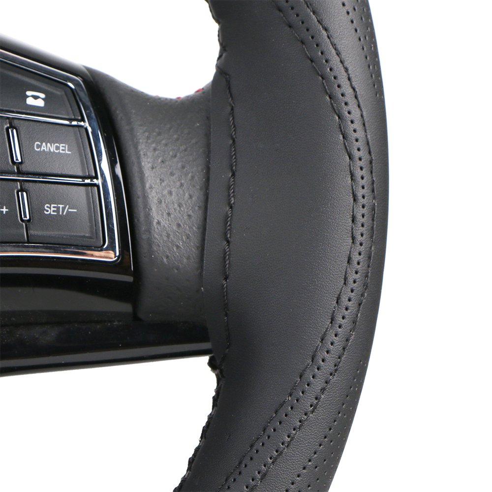 19.6 Inch DIY Anti-Slip Artificial Leather Car Steering Wheel Cover with Needles & Thread - Hand Sewing Design for Volvo, Mercedes, Actros - Perfect for Long Drives & Winter Protection (Black)