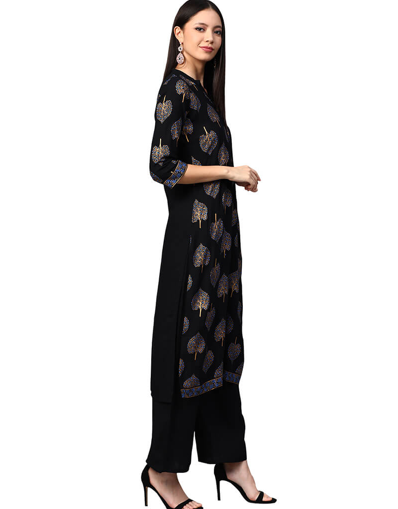Black Cotton Palazzo Straight Pants for Women - Comfortable Wide Leg Trousers for Casual Wear, Office & Travel