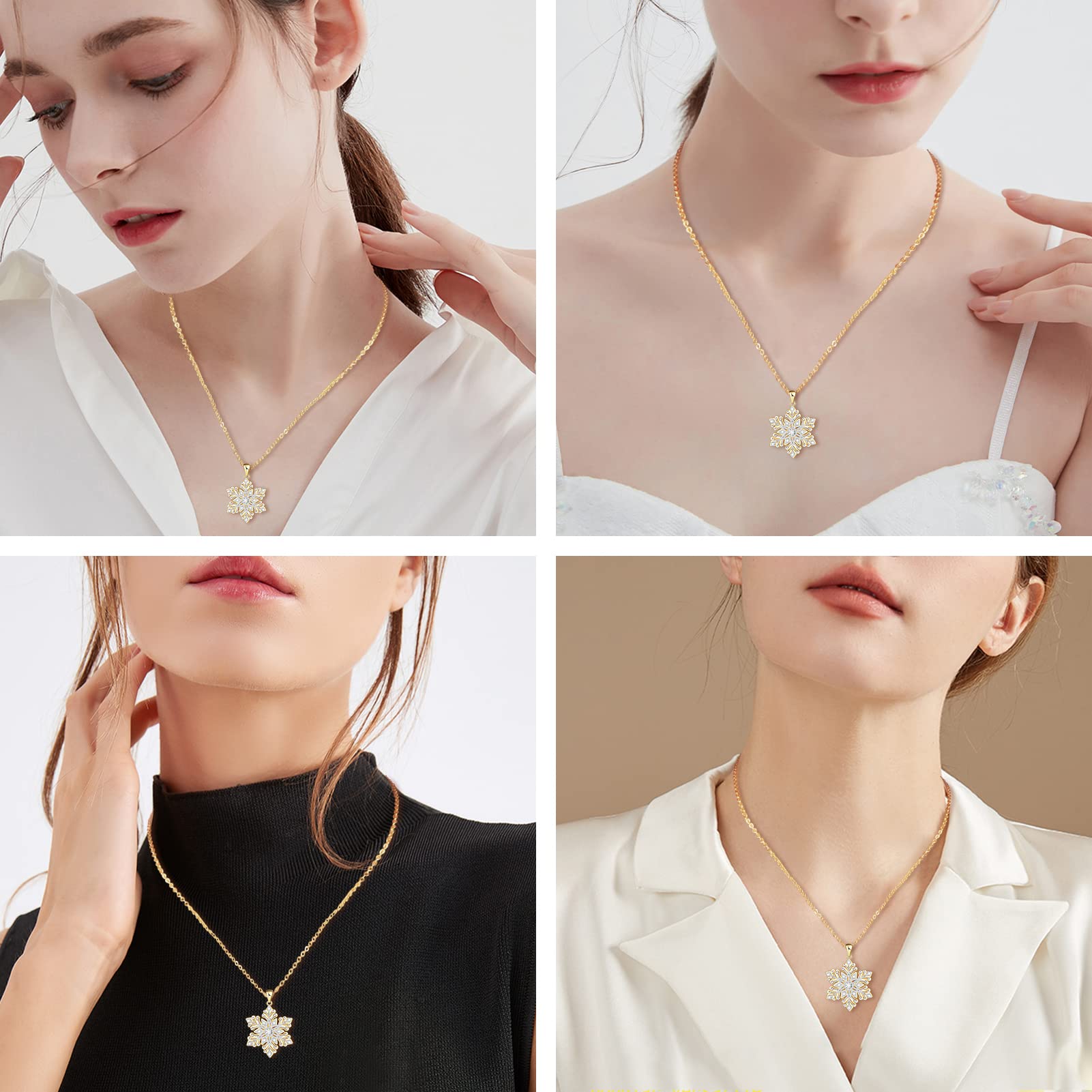 925 Sterling Silver Snowflake Necklace for Women - Elegant Gold Snowflake Pendant Jewelry, Perfect Christmas Gift for Mom, Wife, Girlfriend | Anniversary, Birthday & Mother's Day Present | Winter Holiday & Party Accessory