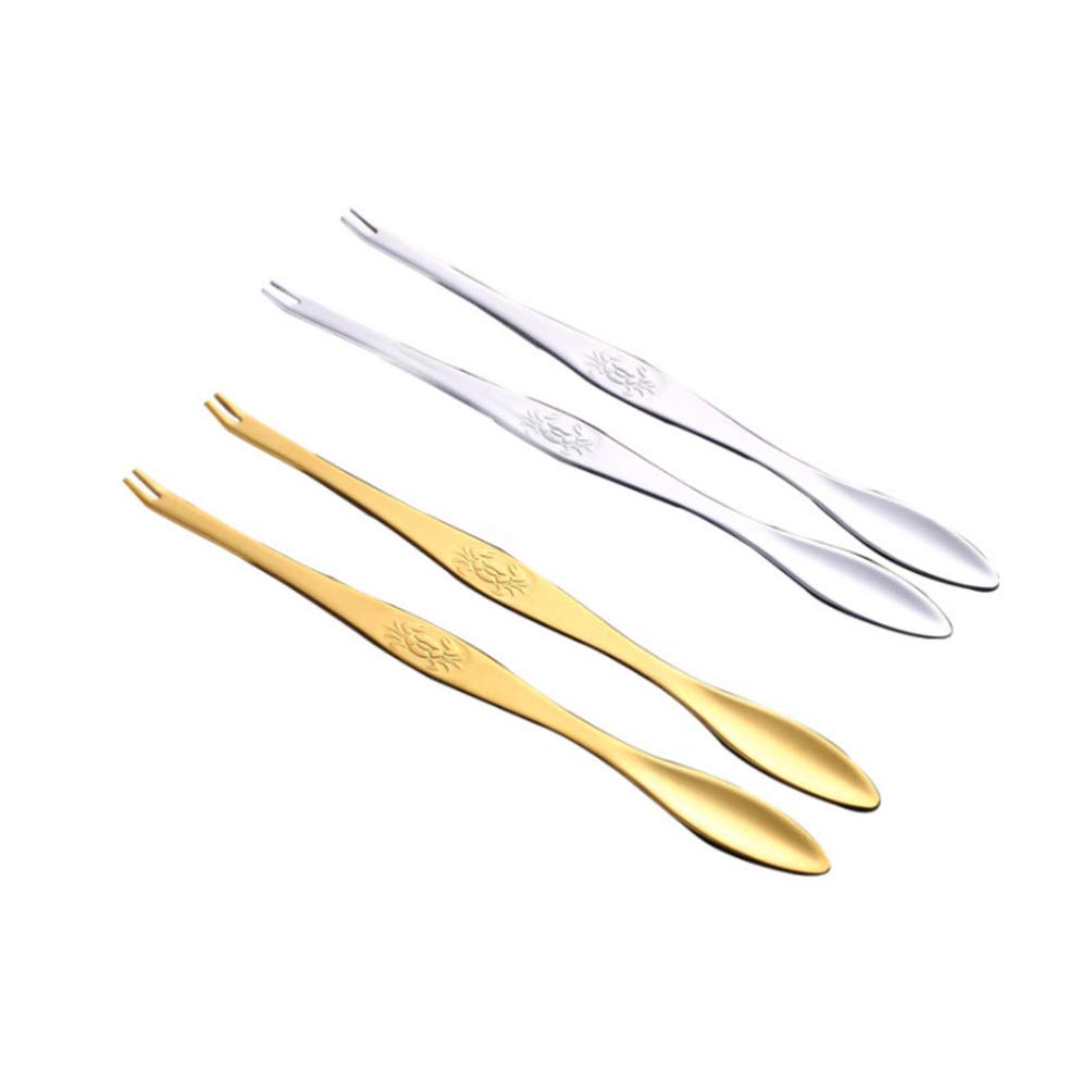 Yardwe 6-Piece Stainless Steel Seafood Forks Set - Crab Leg Crackers, Lobster Picks, Nutcrackers & Shellfish Tools for Kitchen, BBQ, and Seafood Restaurants | Perfect for Crab Legs, Lobster, Oysters, and Pastry Serving