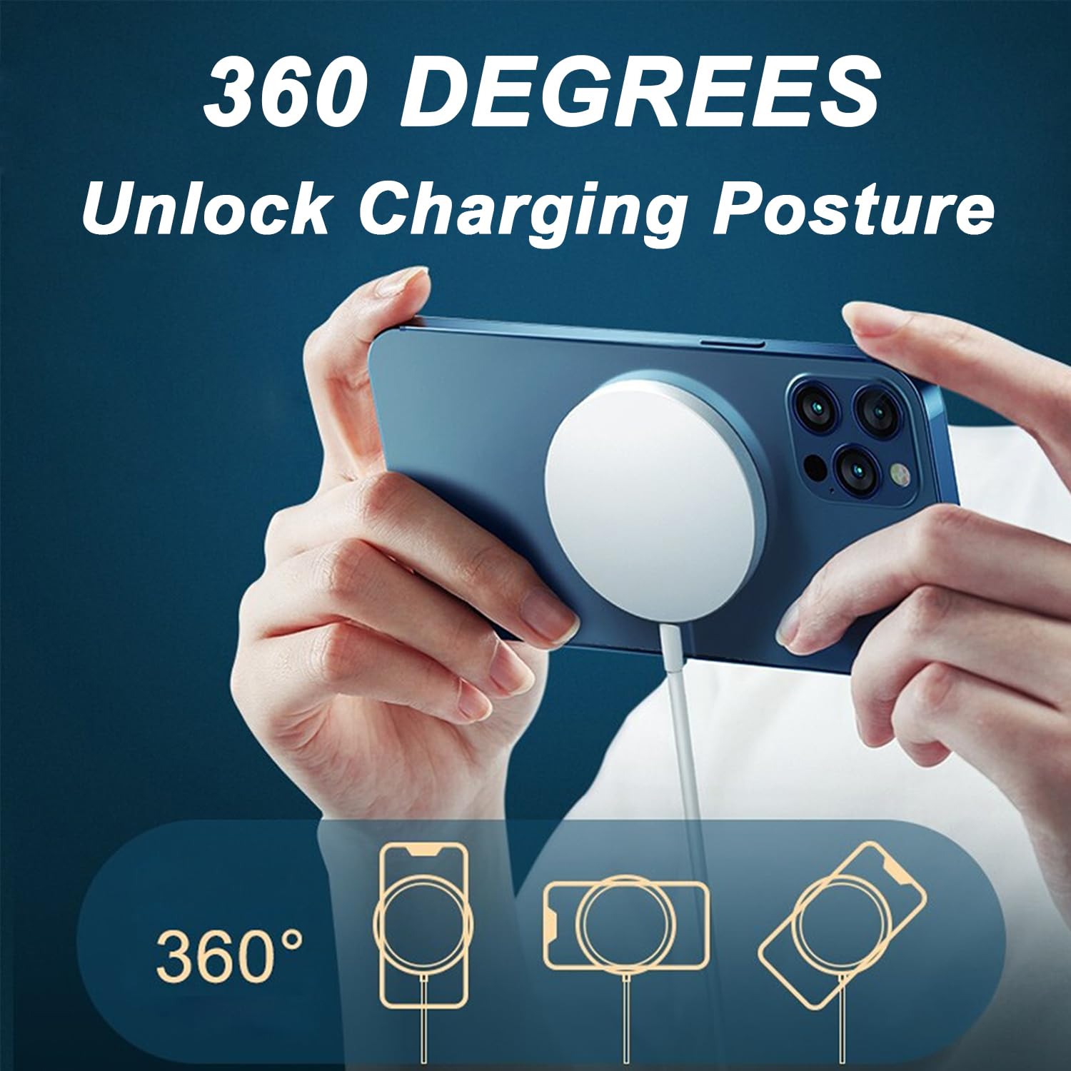 Magnetic Wireless USB-C Fast Charger with Dual Ports - 20W PD Quick Charge for iPhone 15/14/13/12/11 Series & Android Phones | Portable USB Charging Cable | Perfect for Travel, Office & Home Use (Silver)