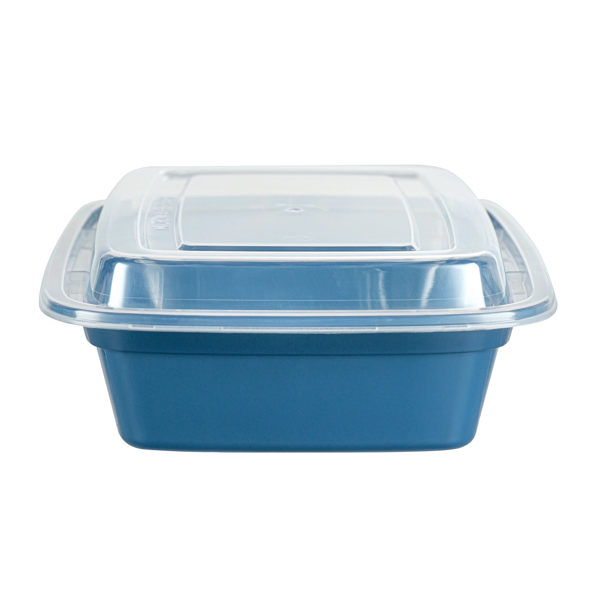 24 oz Rectangle Midnight Blue Plastic Food Storage Container with Clear Lid - Microwave Safe, 8