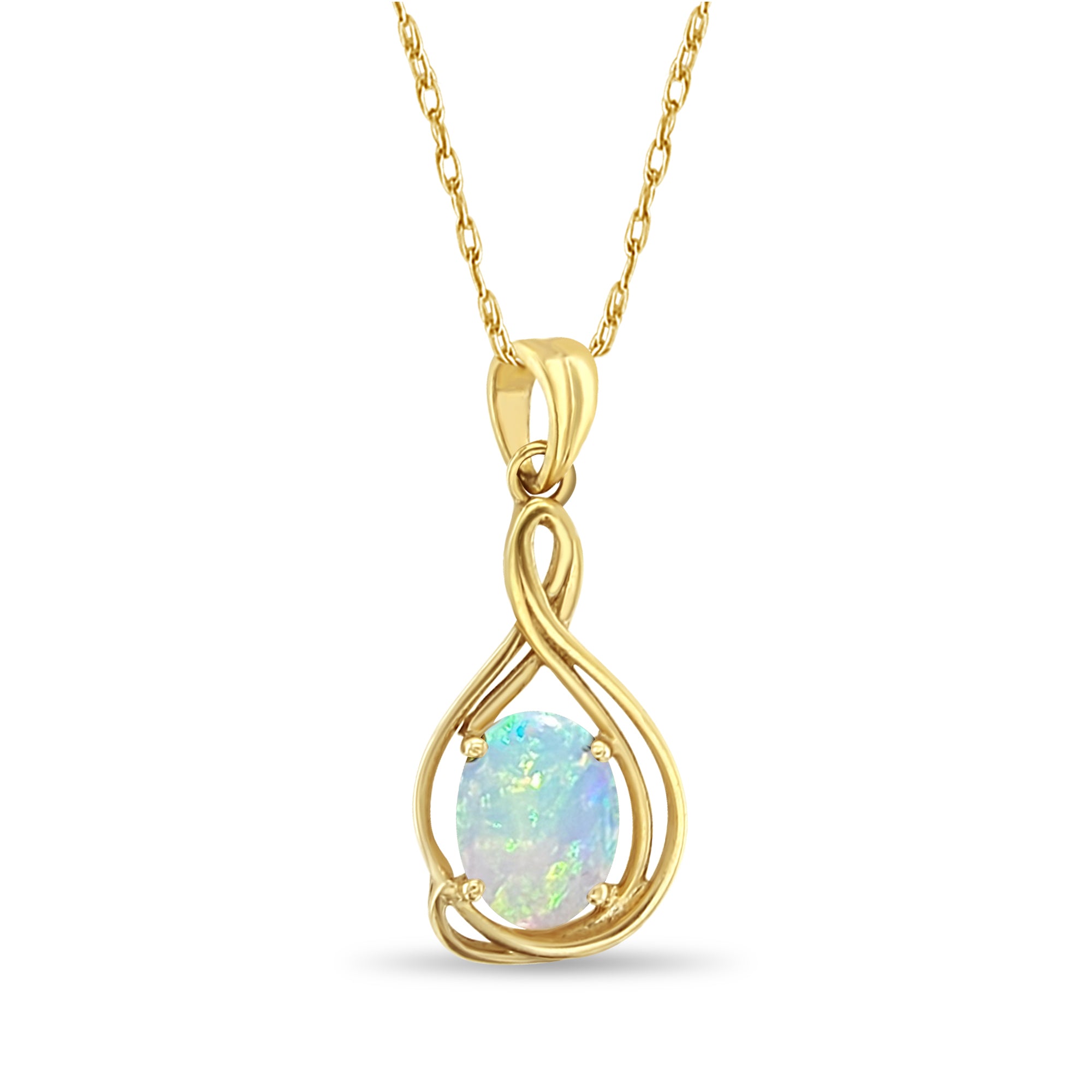 Solitaire Oval Opal Necklace 14k Yellow Gold - Elegant Dainty Jewelry for Women, Perfect Gift for Anniversary, Birthday & Special Occasions