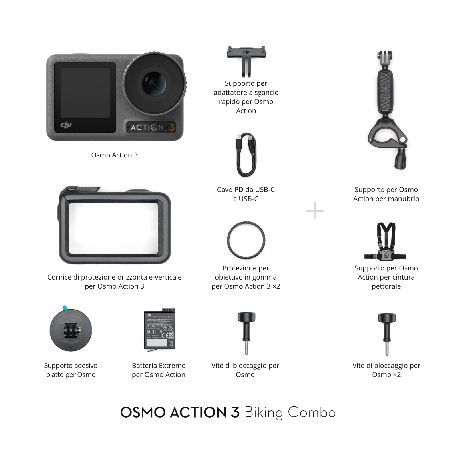 Osmo Action 3 Biking Combo - 4K Waterproof Action Camera with Ultra-Wide FOV, HorizonSteady Stabilization, Bike Handlebar Mount - Perfect for Motorcycle, Cycling & Outdoor Sports Adventures