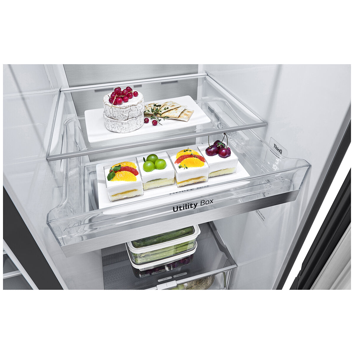 LG 635L 3-Door Side by Side Refrigerator with InstaView™, Ice & Water Dispenser - Matte Black (GS-V600MBLC) - Perfect for Modern Kitchens & Large Families