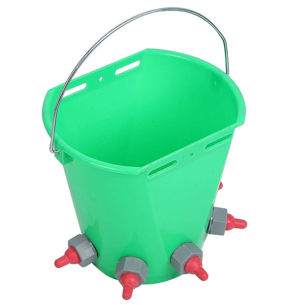 Zerodis 8L Large Capacity Plastic Milk Feed Bucket with Multiple Nipples - Durable Animal Feeding Pot for Cattle, Sheep, Goats & Livestock - Perfect for Farm, Ranch & Dairy Feeding