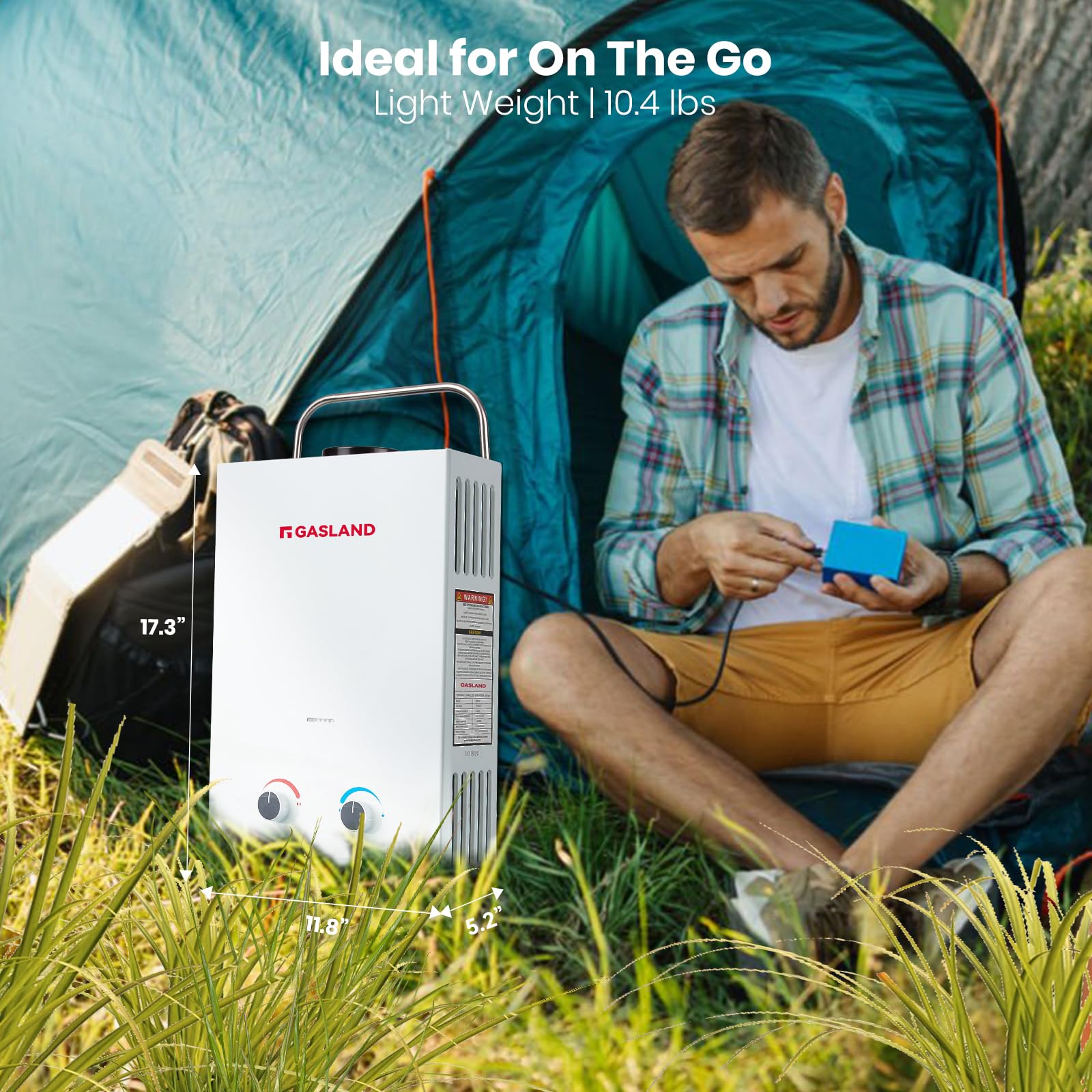 GASLAND BS158 1.58GPM 6L Portable Propane Tankless Water Heater for RV Camping - Instant Hot Water with Overheating Protection, Easy Installation | Perfect for Outdoor Showers, Washing Dishes & Camping Trips