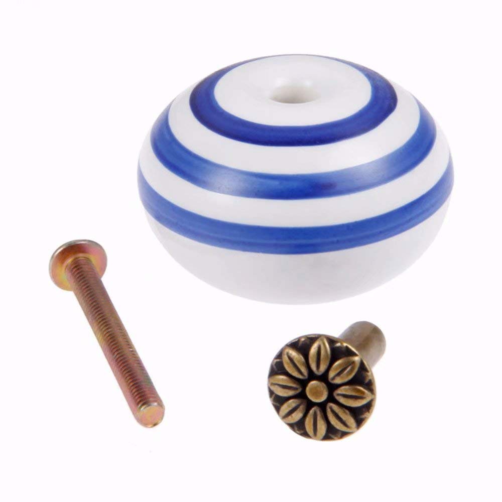 6-Pack Blue Ceramic Cabinet Knobs - Round Style Drawer Pulls & Dresser Handles for Kitchen, Bathroom & Furniture (6pcs) - Perfect for Cabinets, Cupboards & DIY Home Decor